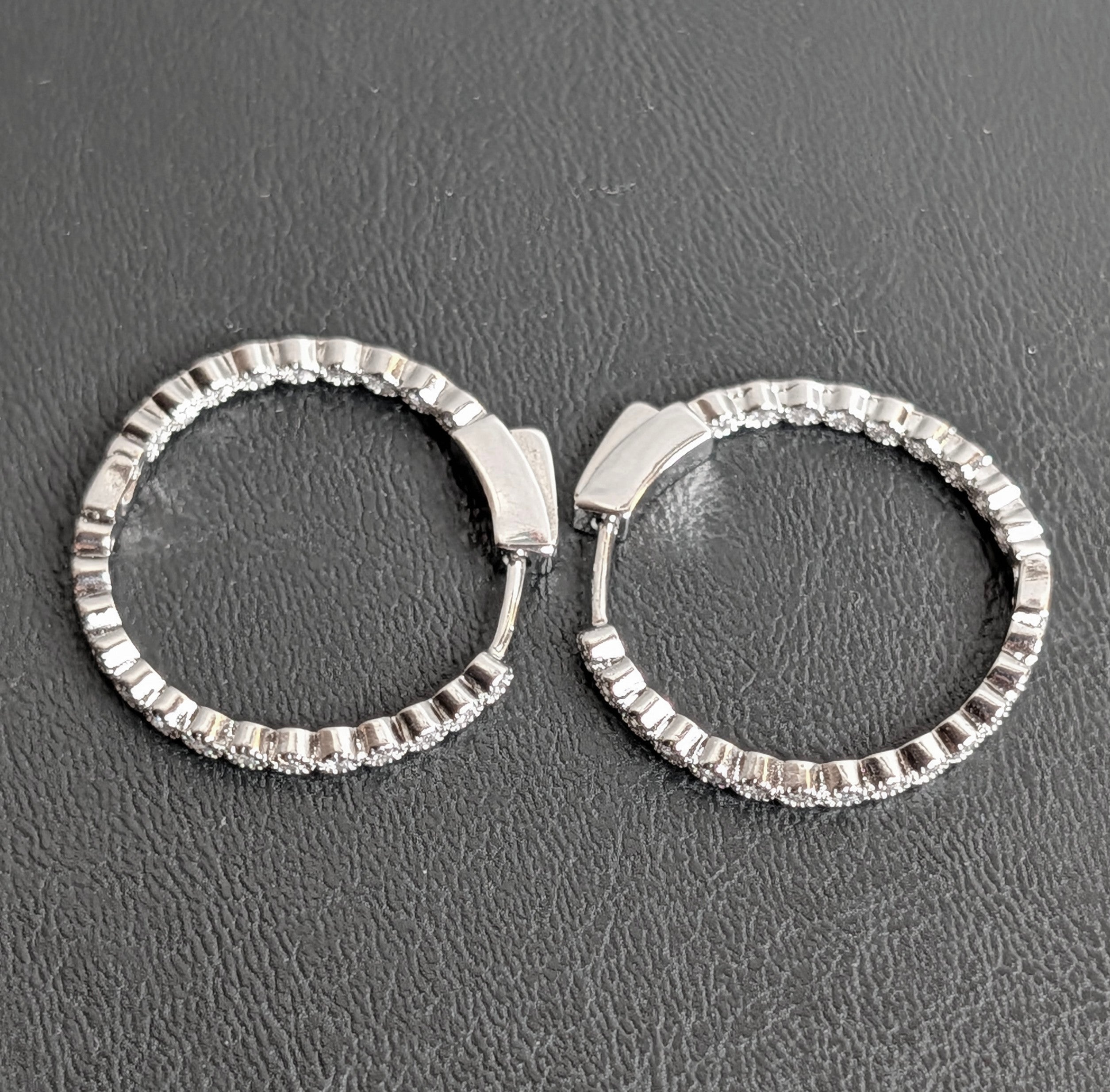 Silver Plated 1" Medium CZ Hoop Earrings