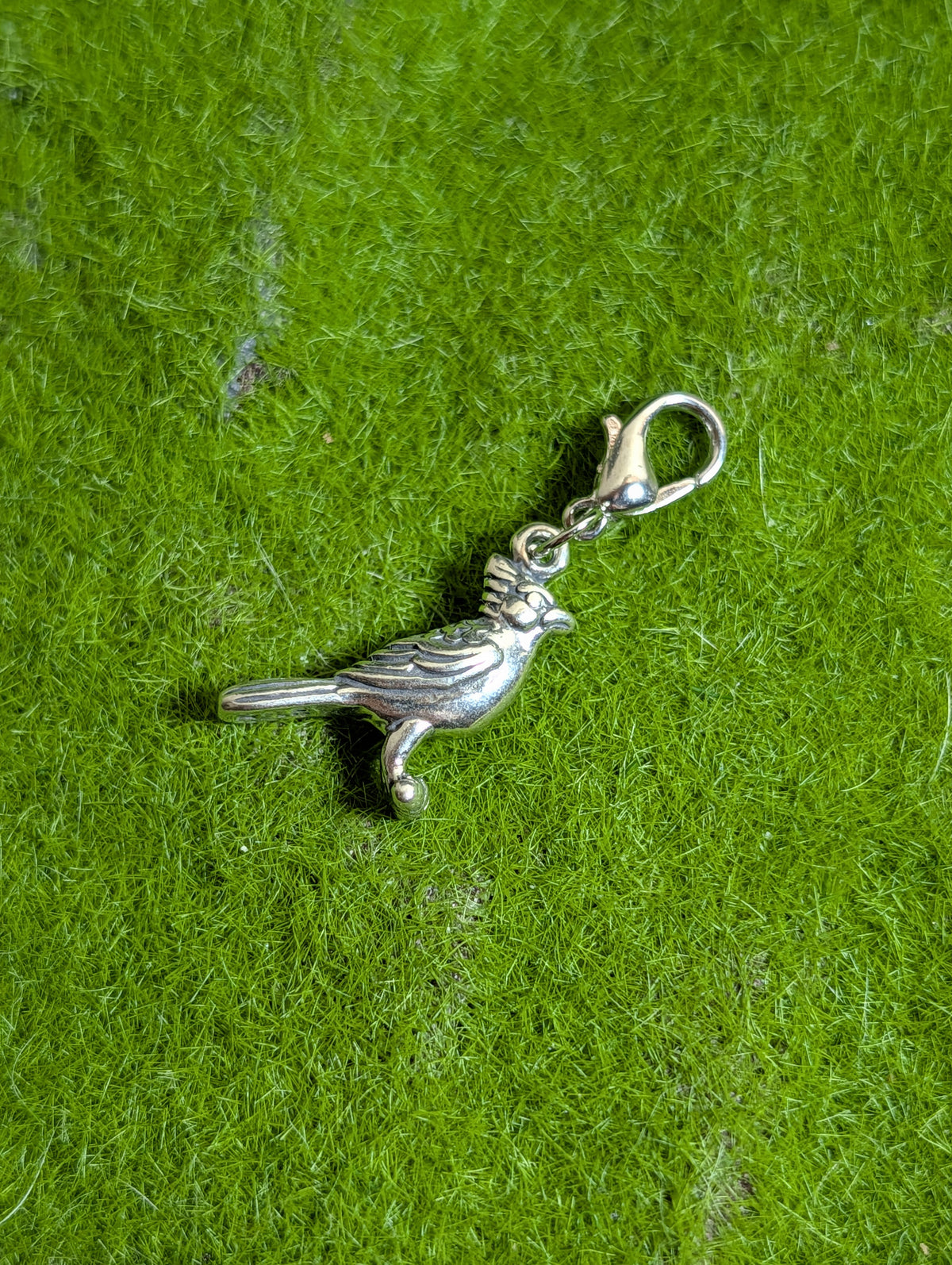 Handcrafted Red Cardinal Charm Sterling Silver With Red Enamel