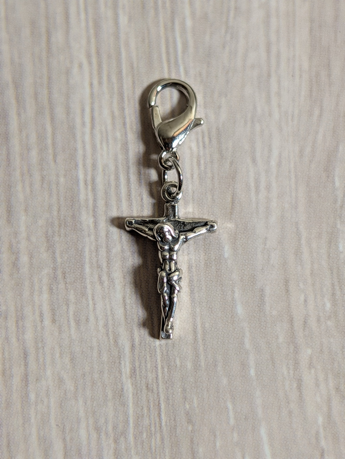 Handcrafted Jesus Cross Charm Sterling Silver
