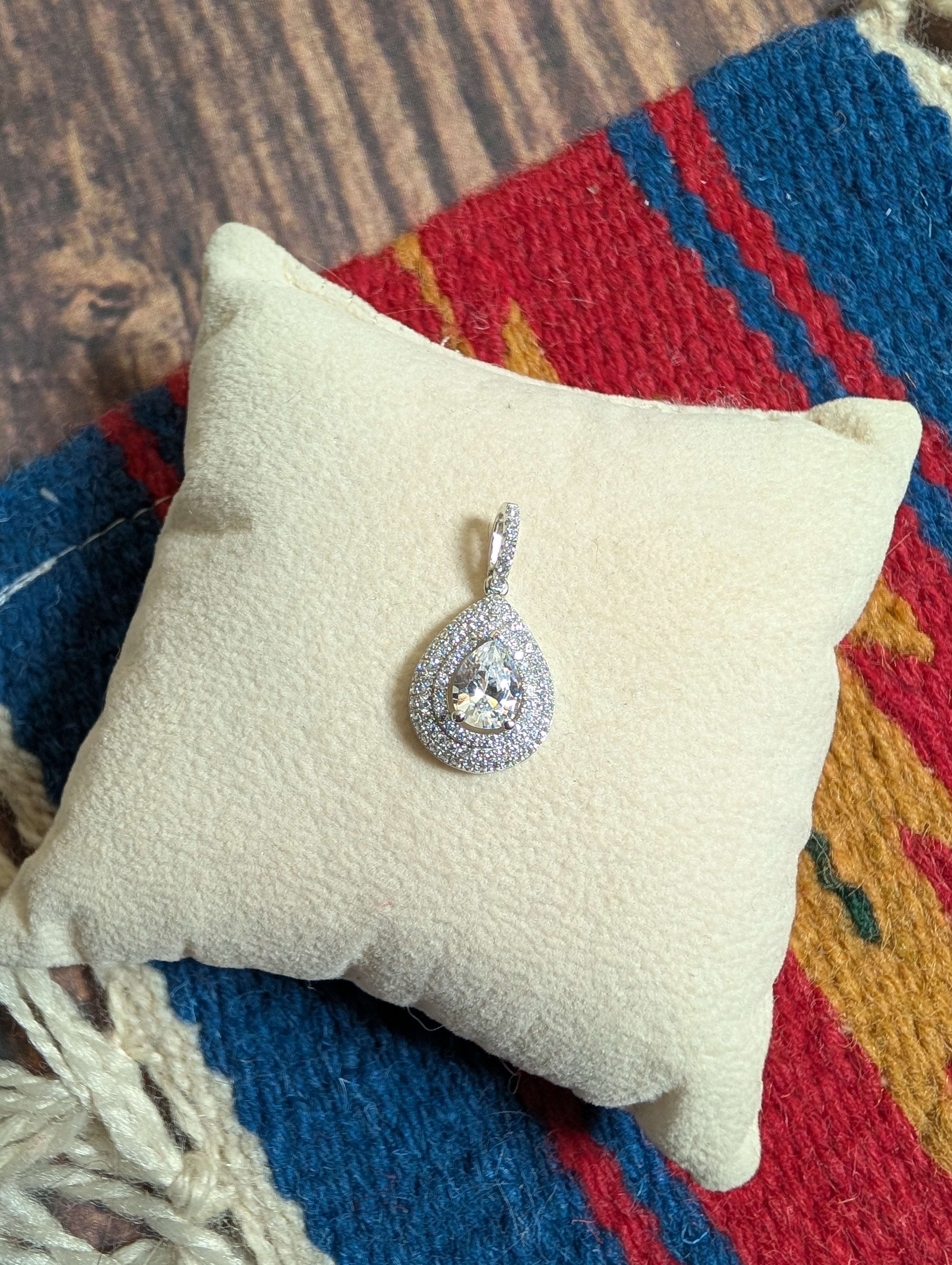 CZ Teardrop Shaped Sterling Silver Pendant