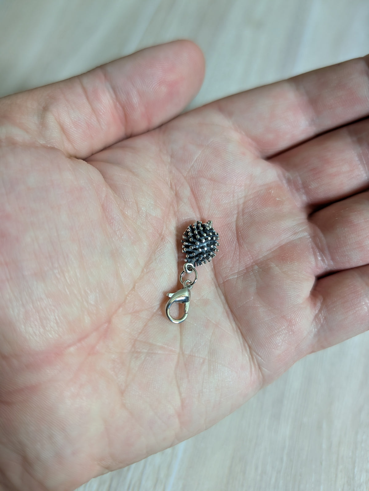 Handcrafted Small Hedgehog Charm Sterling Silver