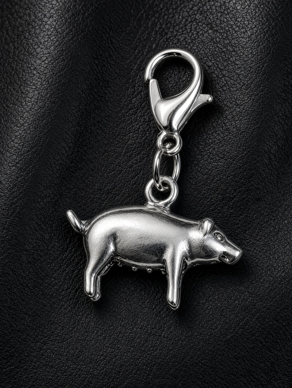 Handcrafted Pig Charm Sterling Silver