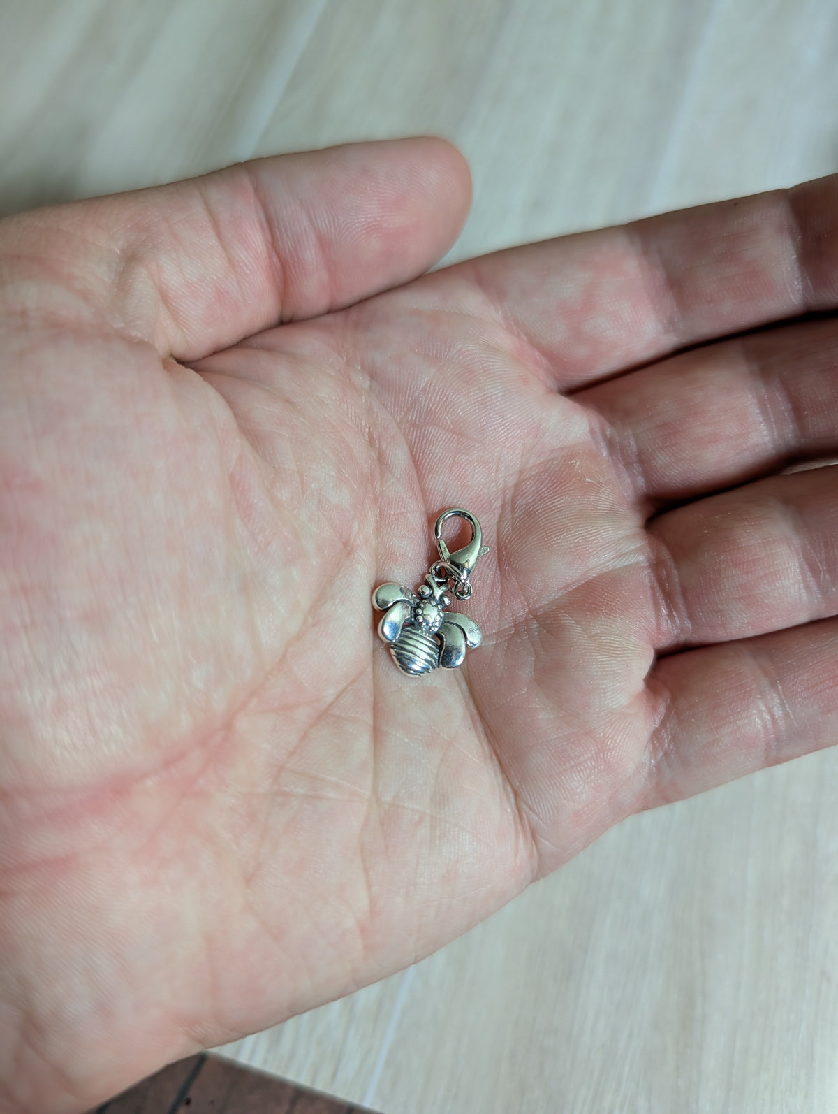 Handcrafted Honey Bee Charm Sterling Silver