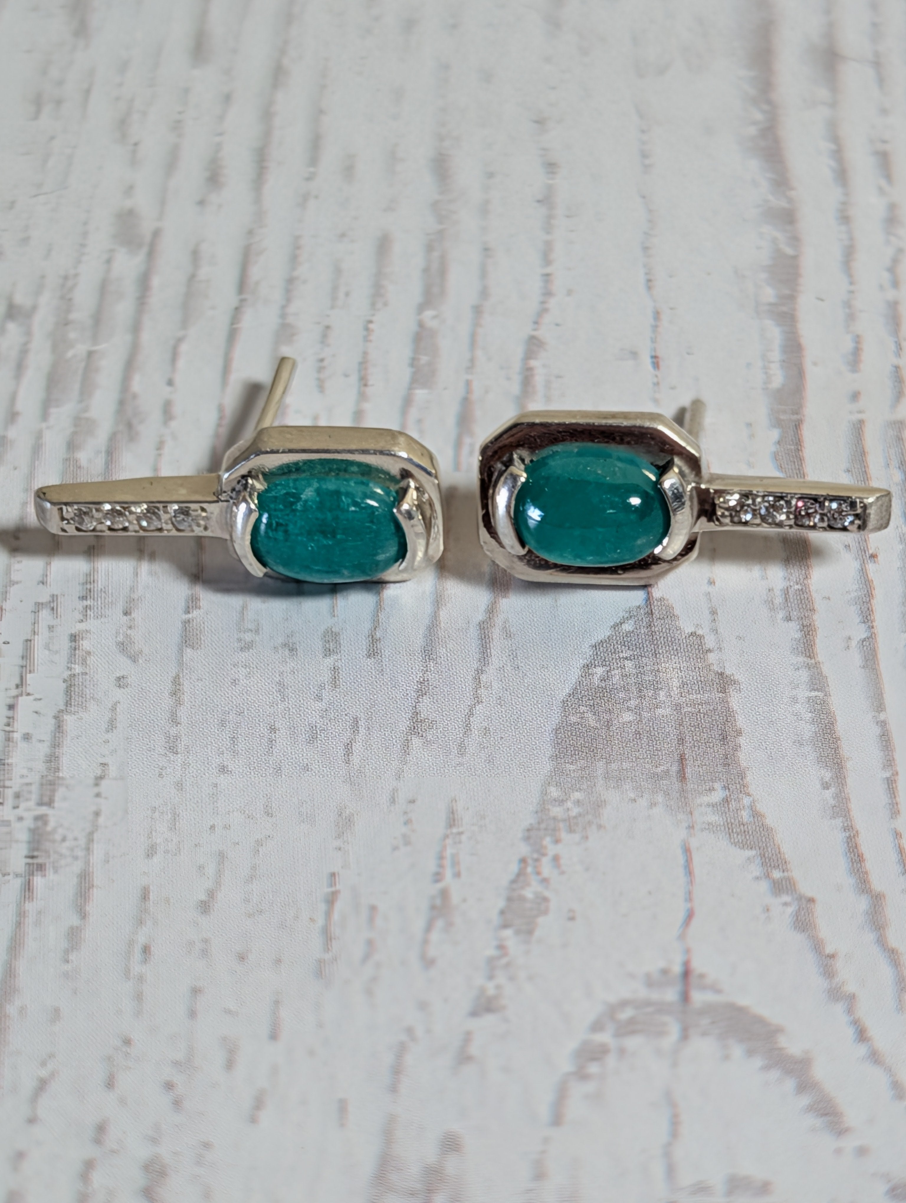 Emerald Earrings Set in Sterling Silver 1ct set 5B