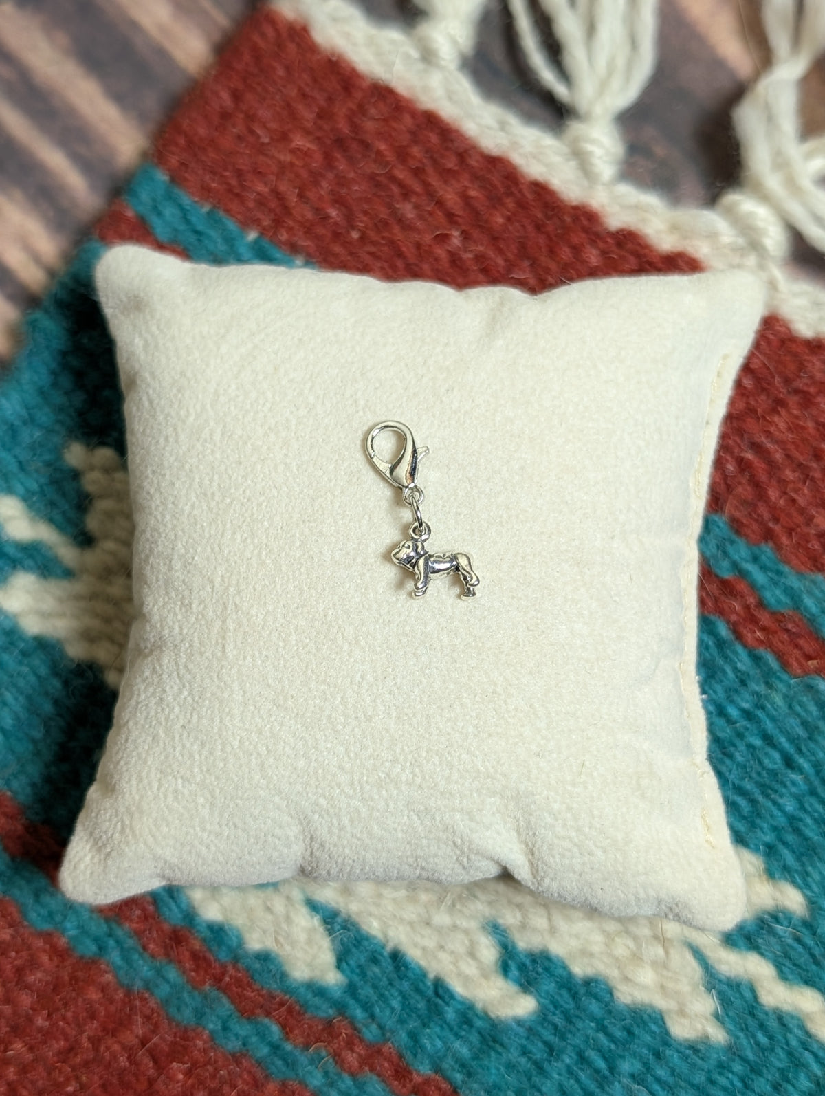 Handcrafted Mini Bulldog Charm Sterling Silver