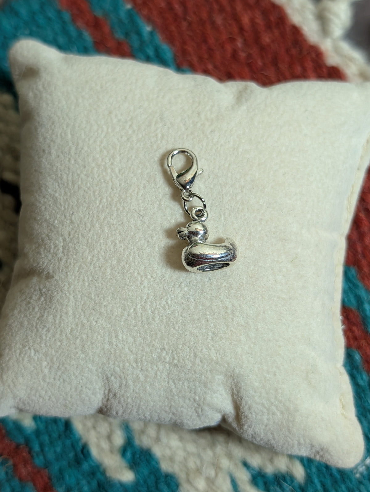 Handcrafted Small Duck Charm Sterling Silver