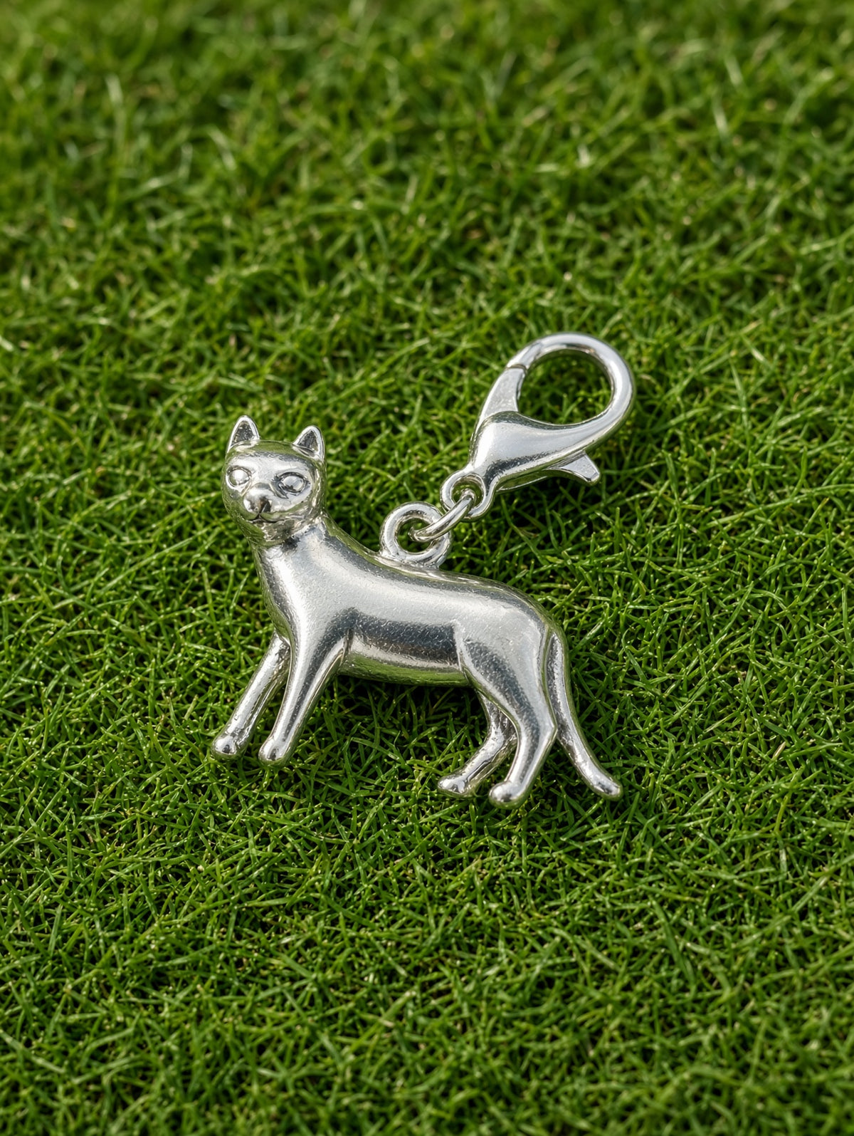 Handcrafted House Cat Charm Sterling Silver