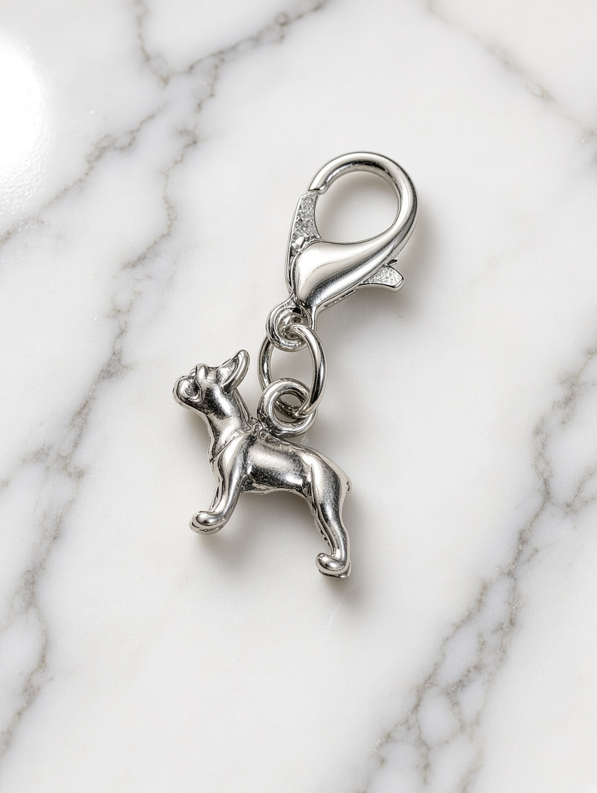 Handcrafted Mini French BullDog Charm Sterling Silver