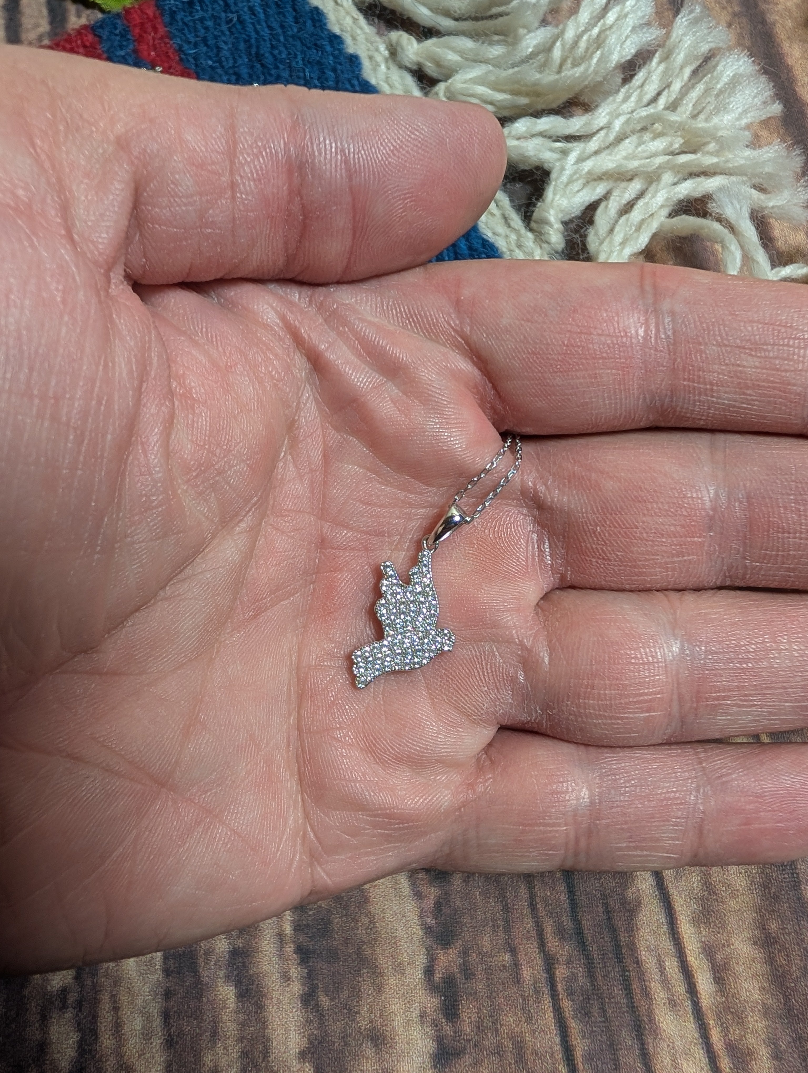 Dove Shaped Lovebird CZ Pendant On Sterling Silver Necklace