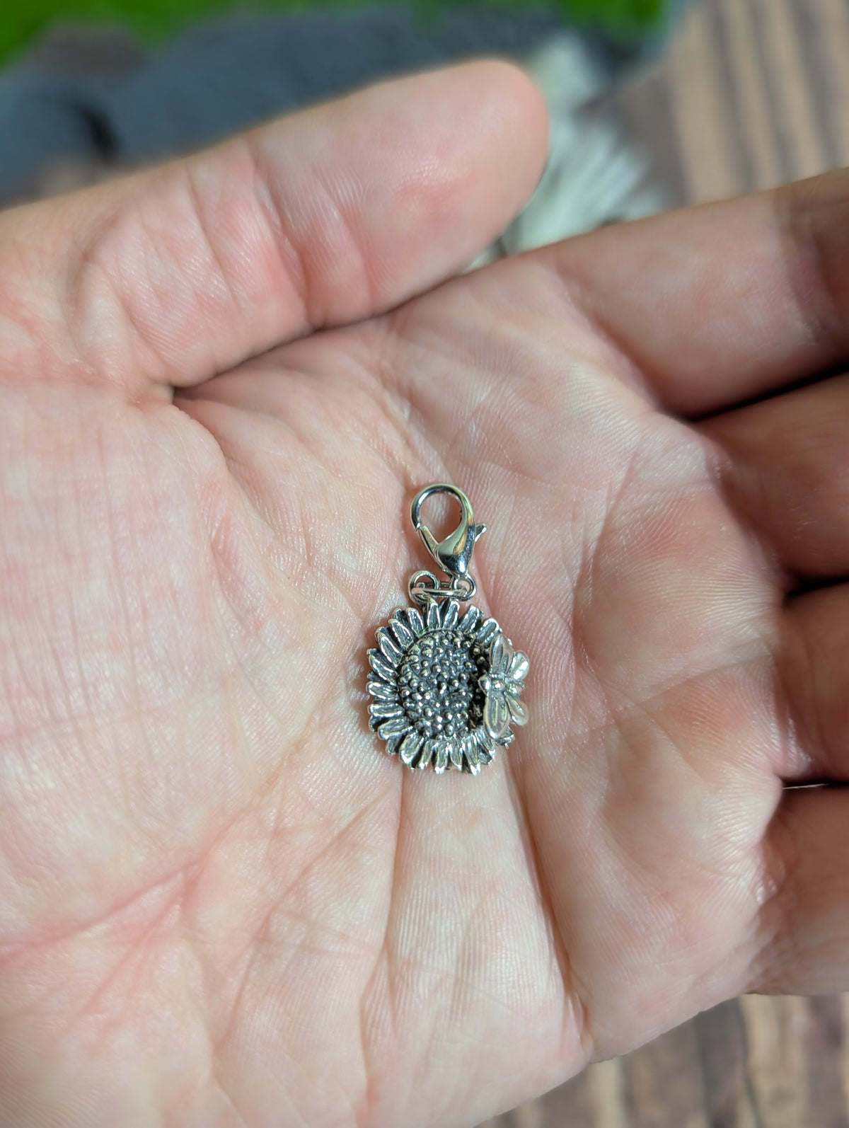 Handcrafted Sunflower Charm Sterling Silver