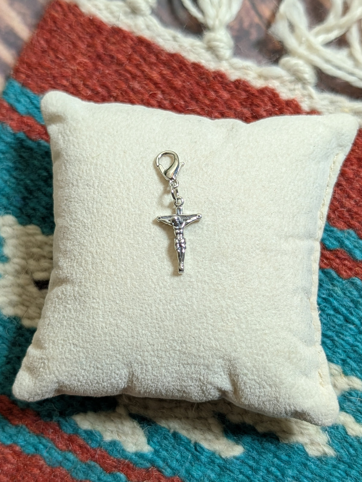 Handcrafted Jesus Cross Charm Sterling Silver