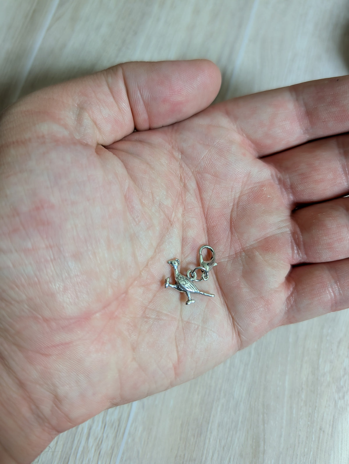 Handcrafted Roadrunner Charm Sterling Silver