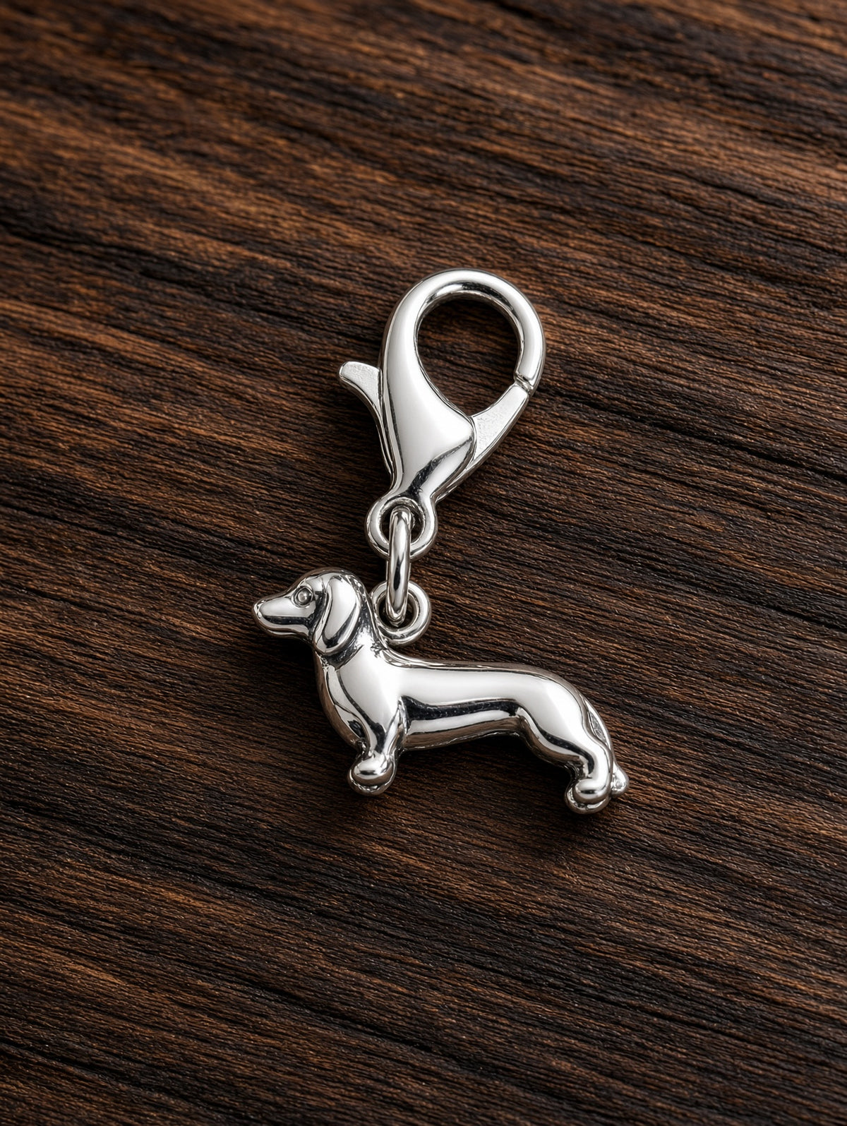 Handcrafted Mini Dachshund Dog Charm Sterling Silver