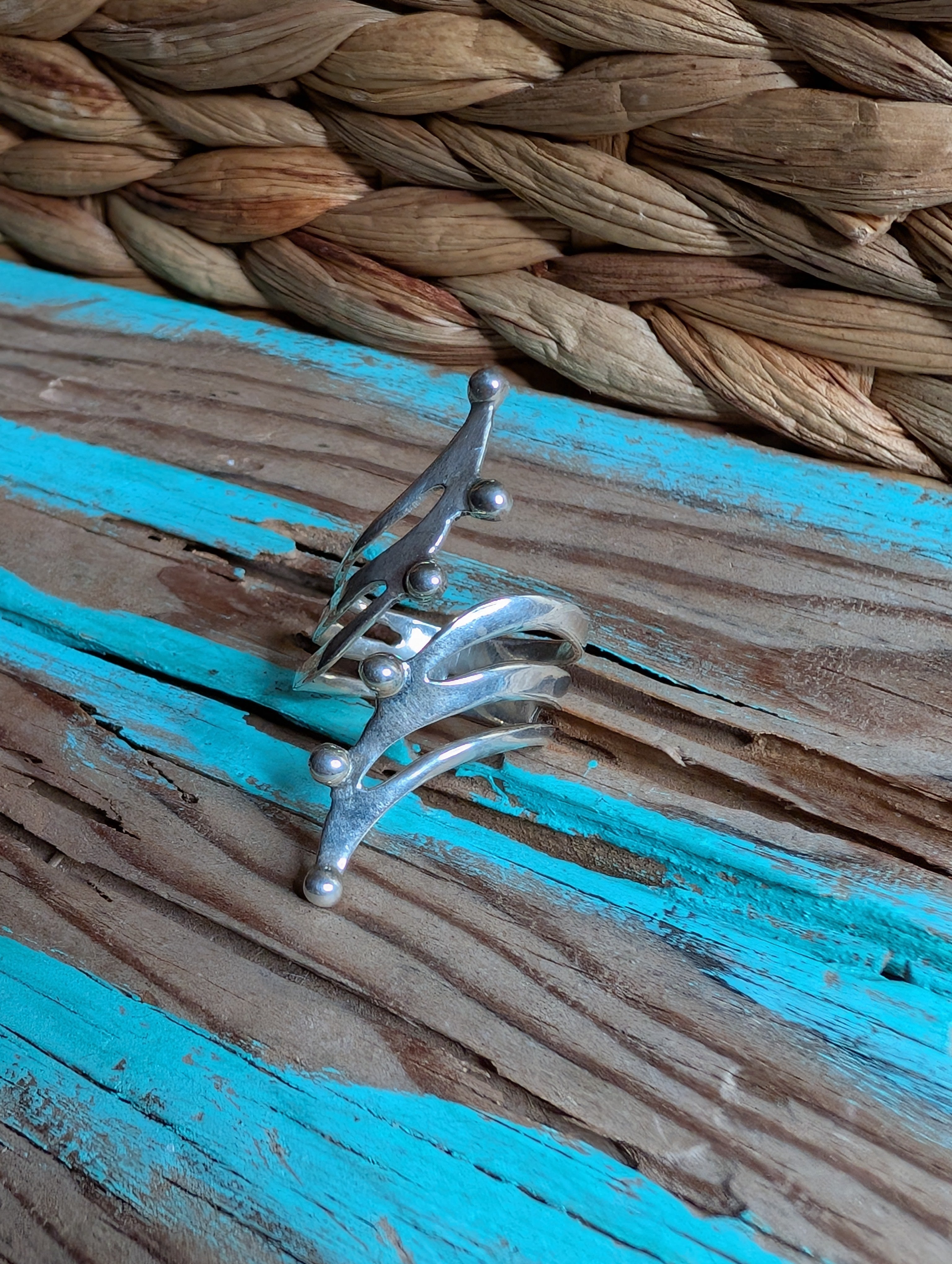 Sterling Silver Abstract Sculptural Adjustable Statement Ring