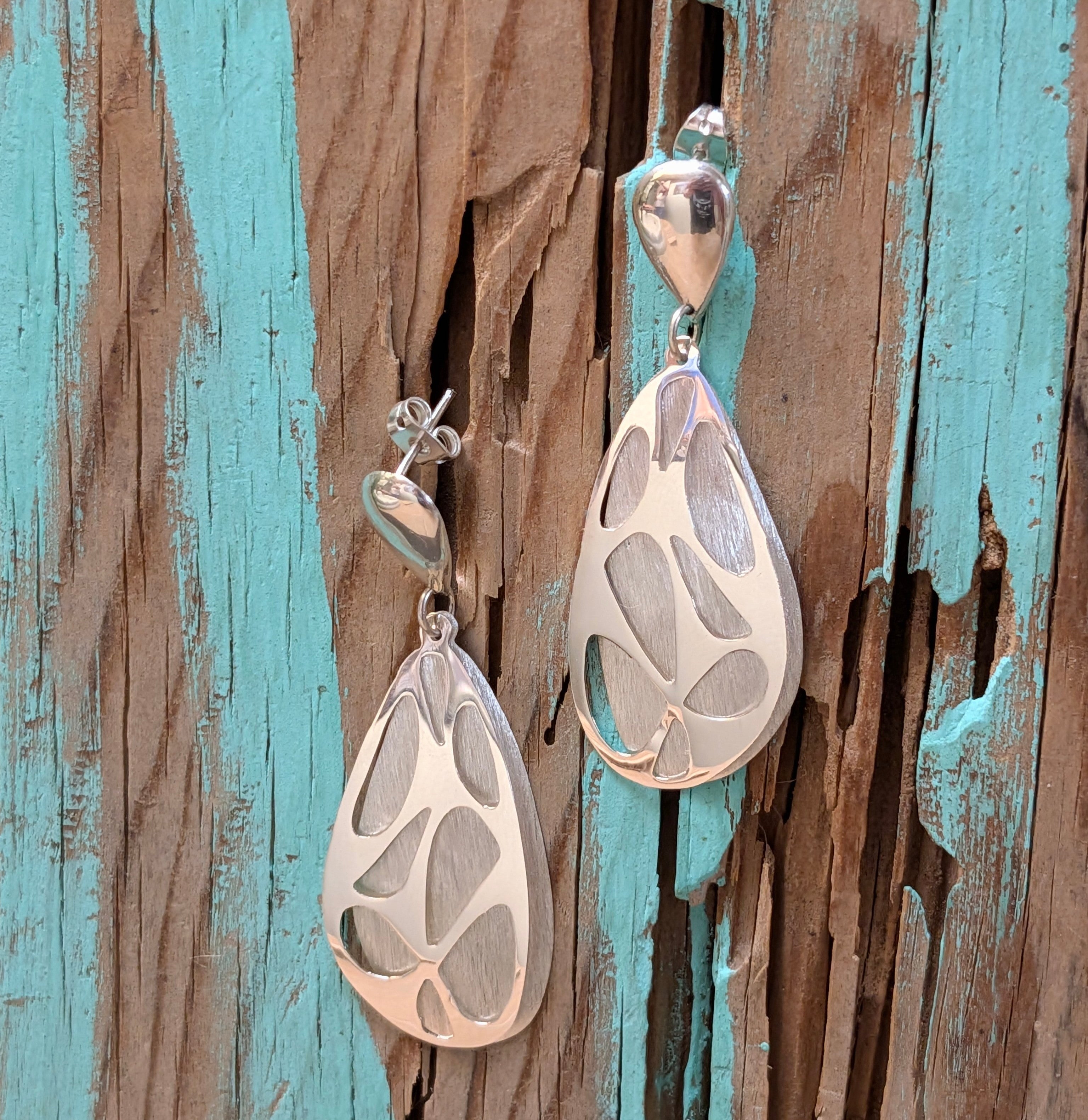Sterling Silver Brushed Over Butterfly Wing Earrings