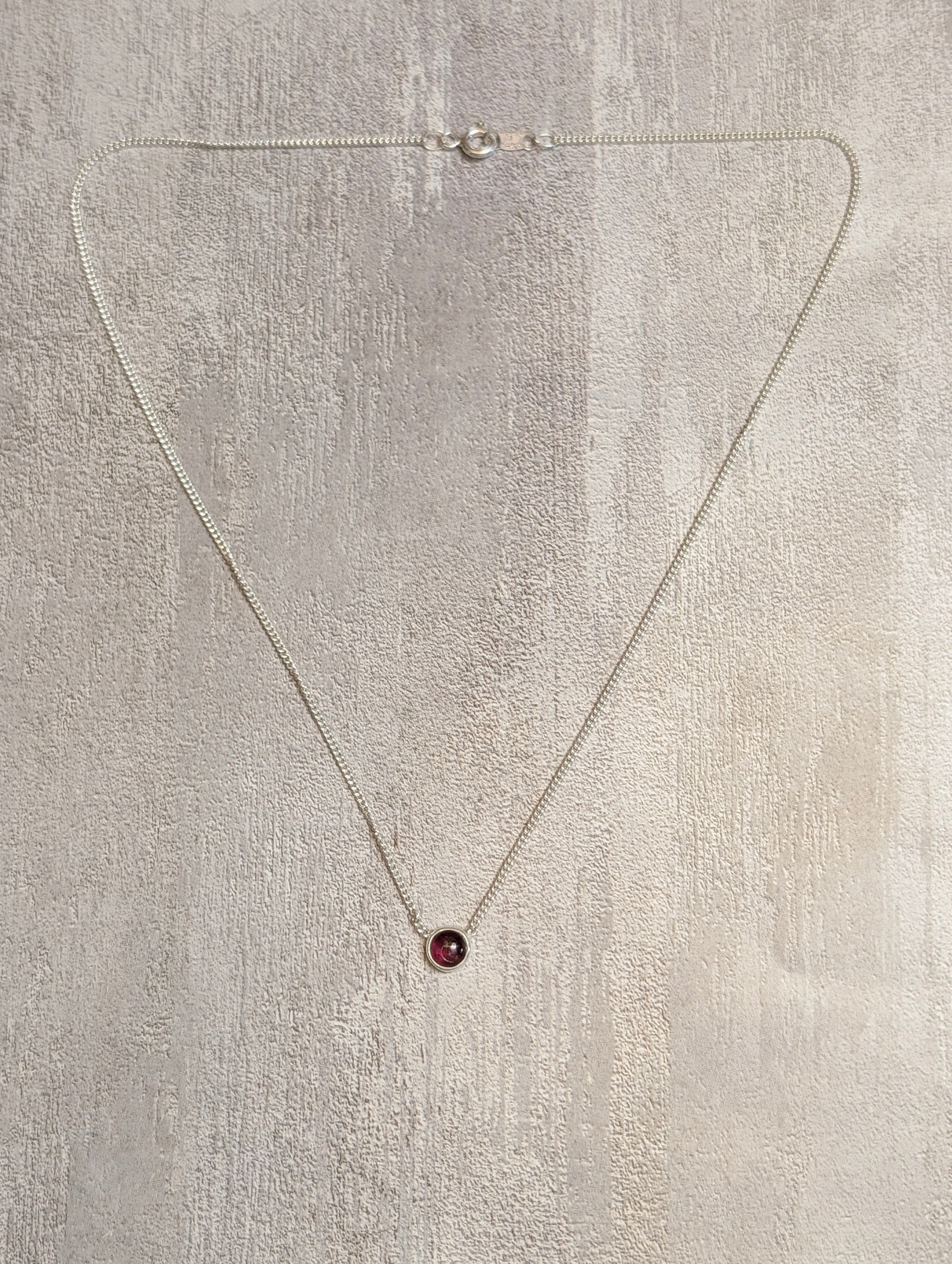 Petite Garnet Pendant & Sterling Silver Necklace