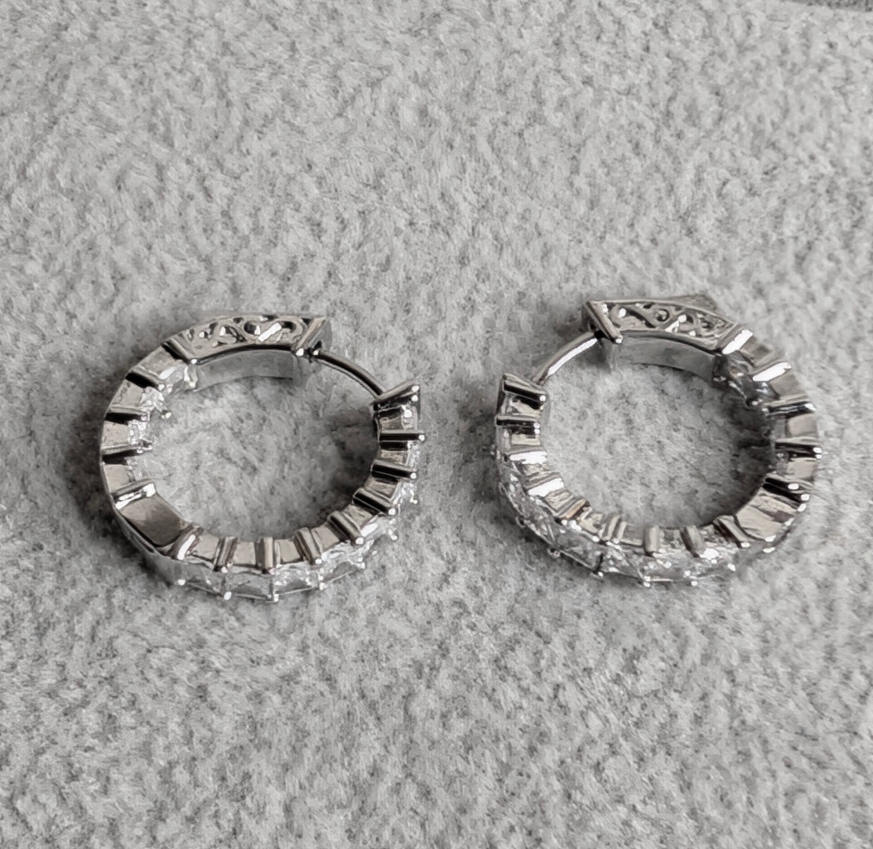 Silver CZ Small Huggie Hoop Earrings