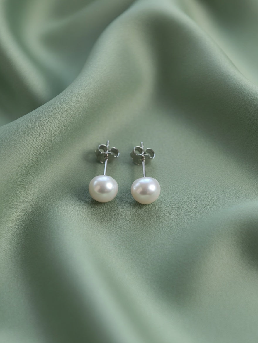 Timeless 4mm Freshwater Pearl Sterling Silver Stud Earrings