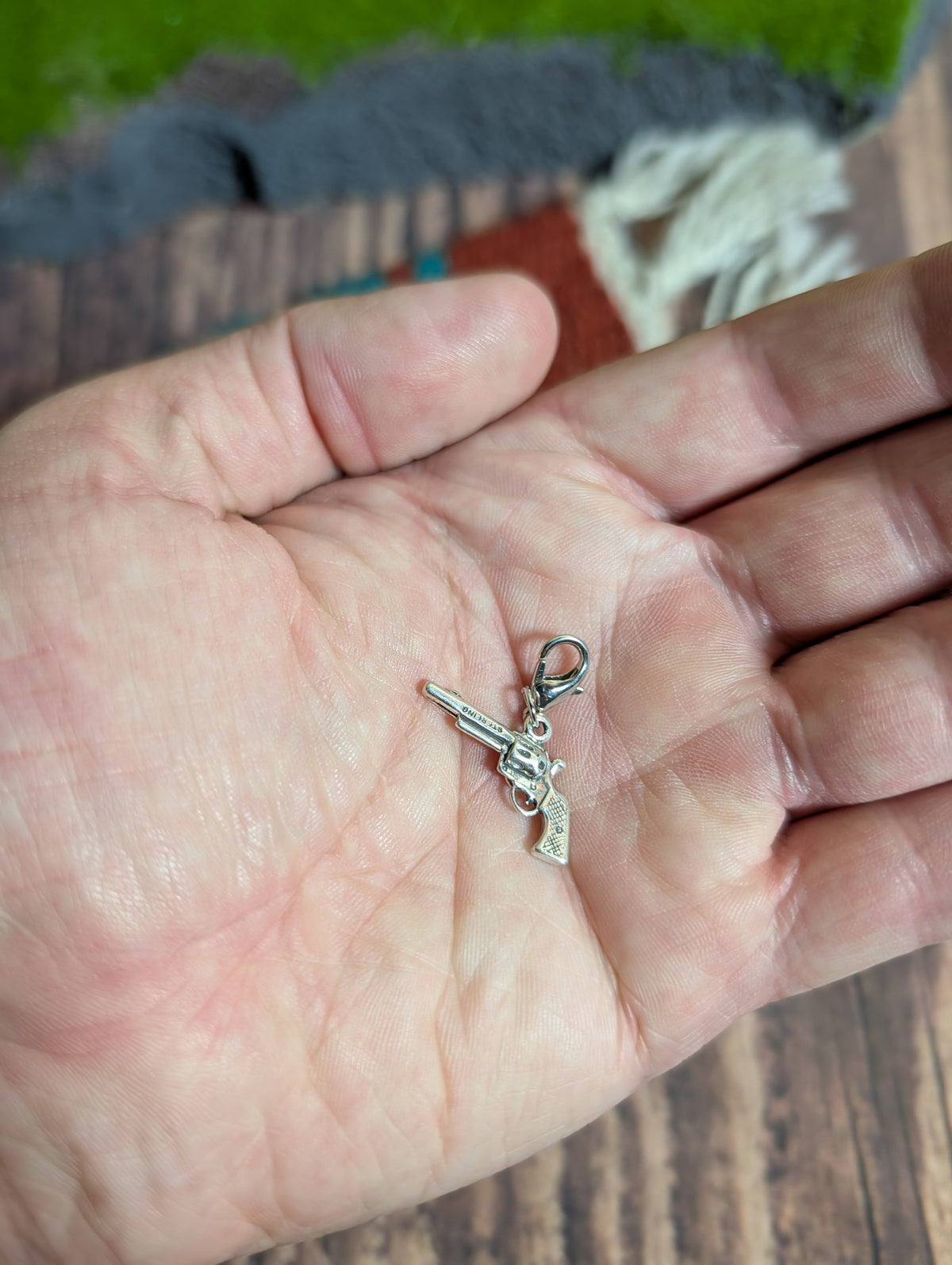 Handcrafted Western Revolver Gun Charm Sterling Silver