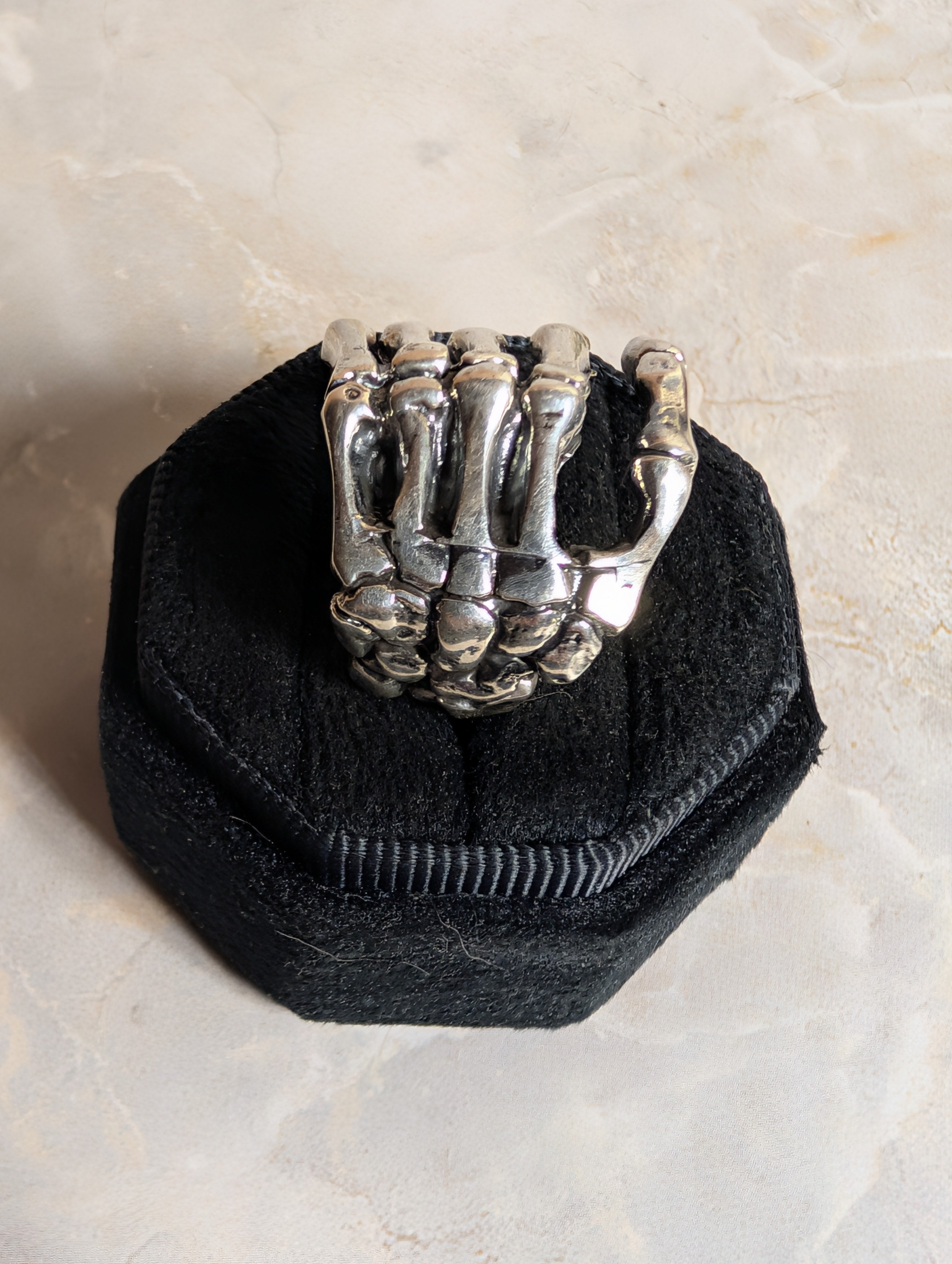 Sterling Silver Skeleton Hand Shaped Ring Size 10
