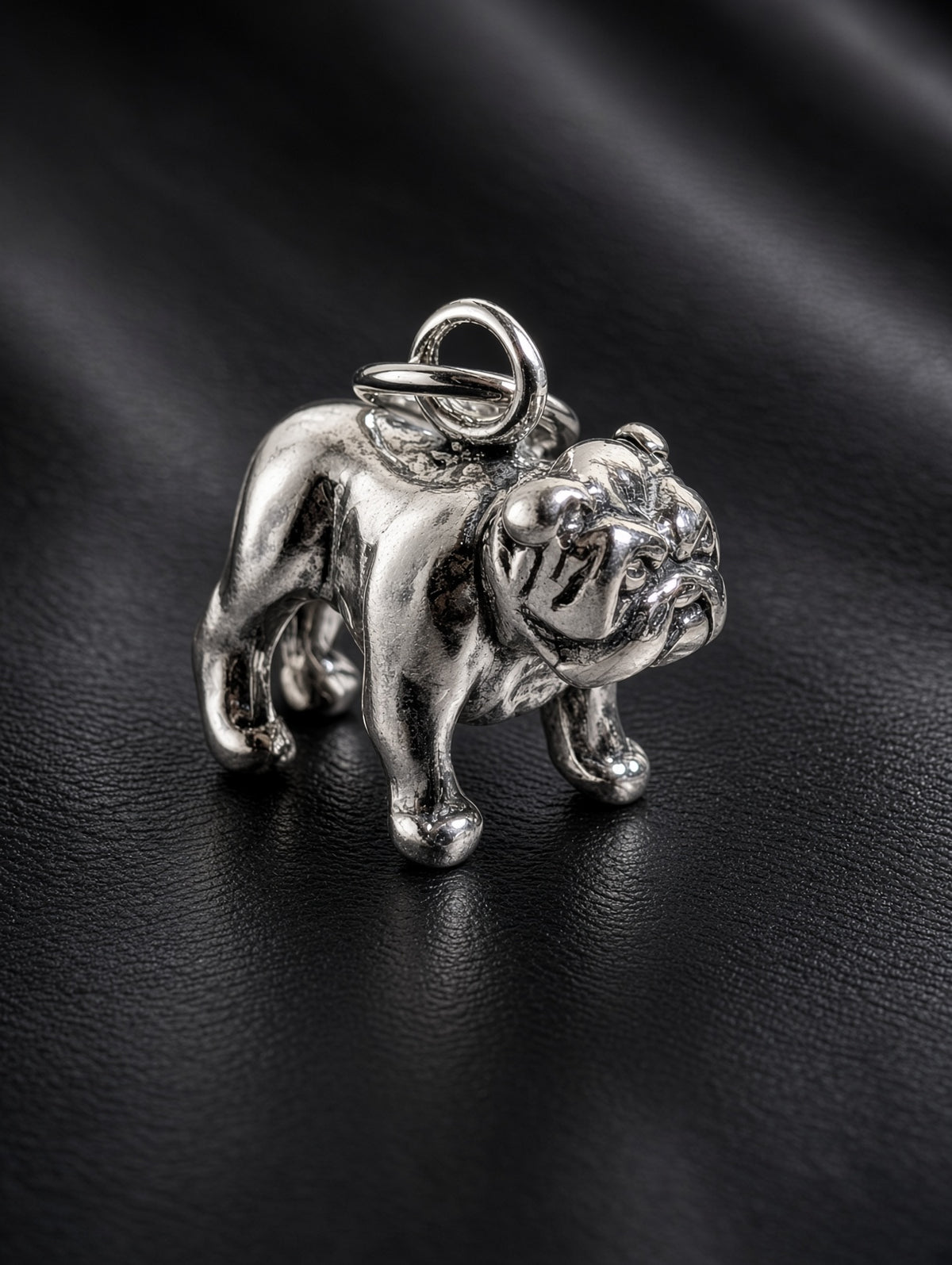 Handcrafted English Bulldog Charm Sterling Silver