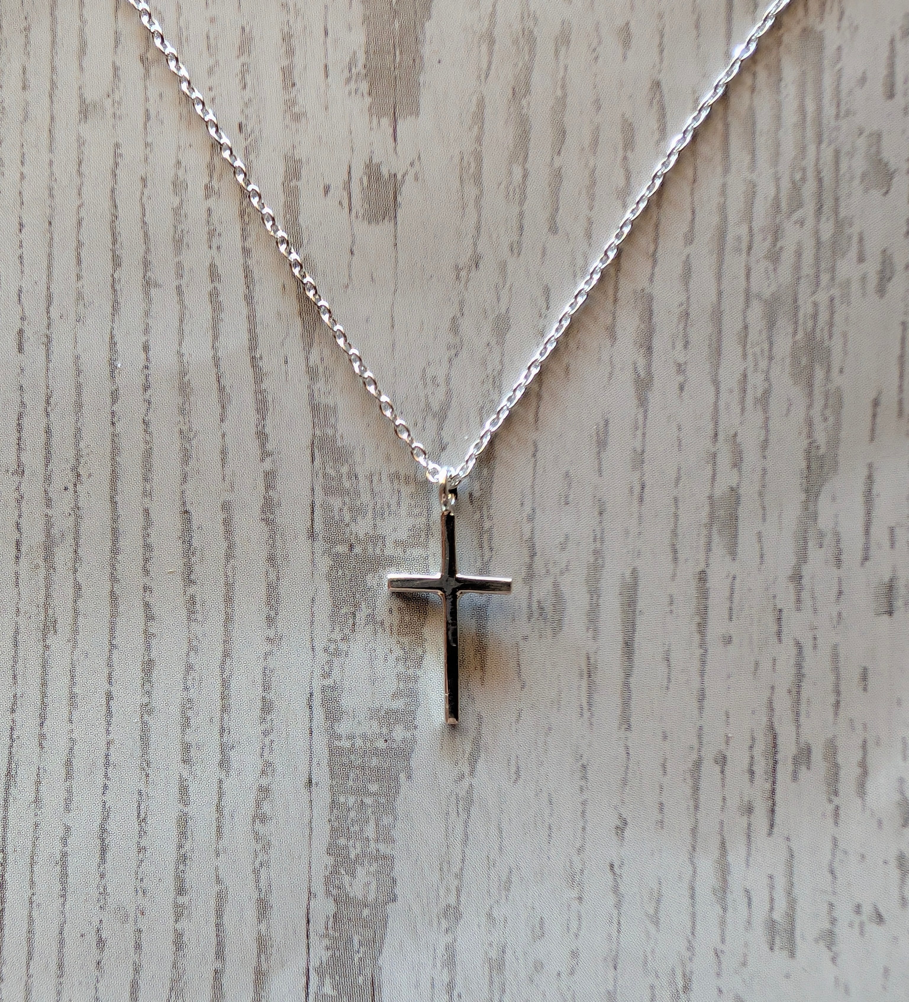 Sterling Silver Christian Crucifix Simplistic Cross Pendant Necklace