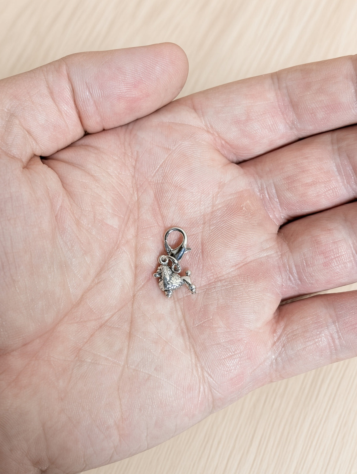 Handcrafted Mini Poodle Dog Charm Sterling Silver