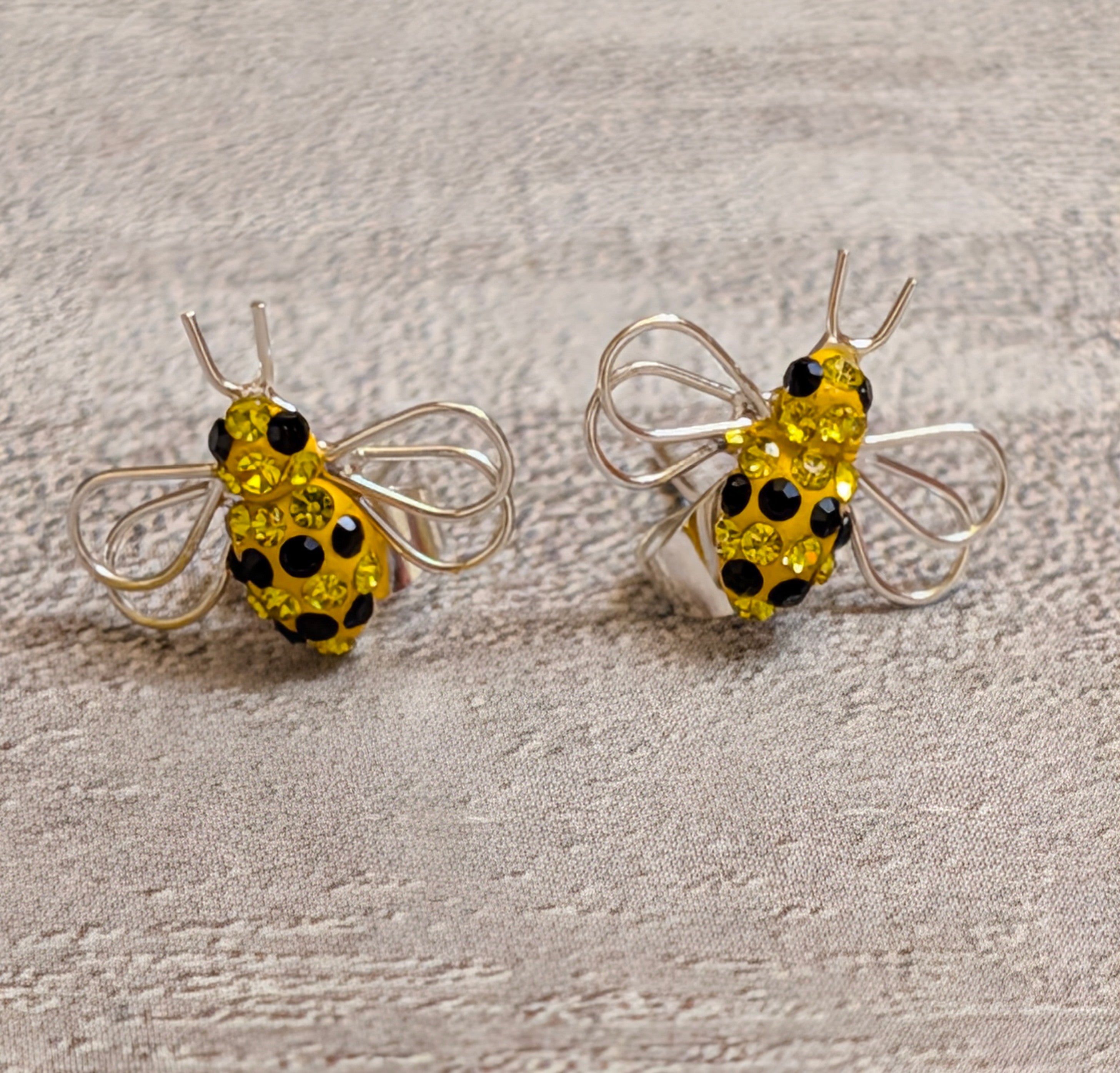 Bumble Bee CZ Sterling Silver  Earrings
