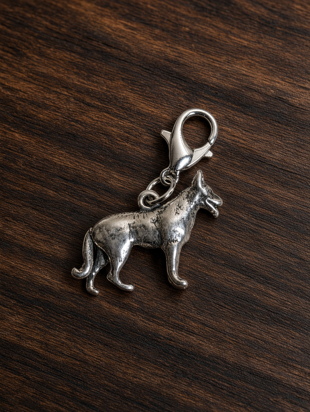 Handcrafted German Shepherd Dog Charm Sterling Silver Variant 3
