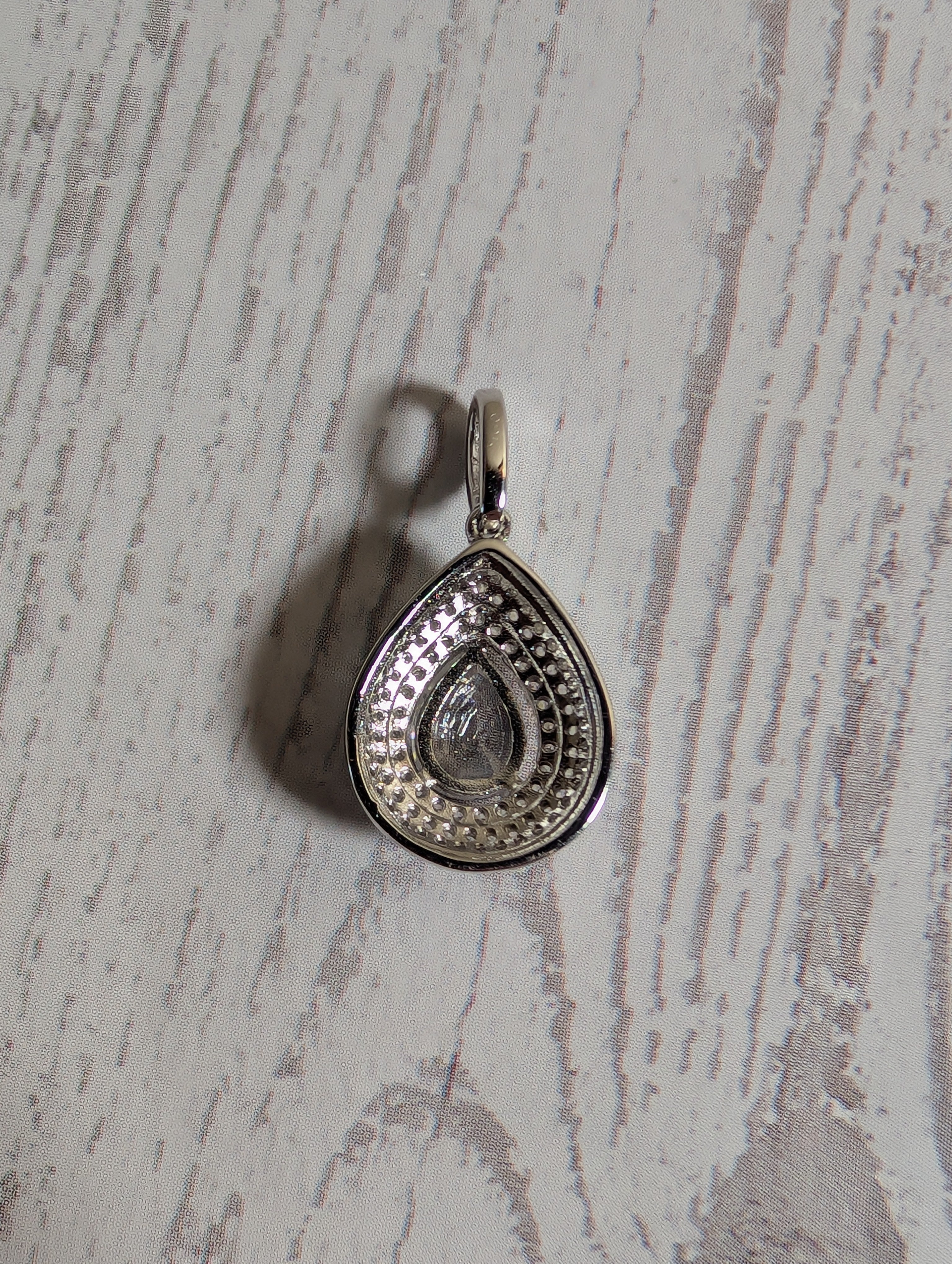 CZ Teardrop Shaped Sterling Silver Pendant
