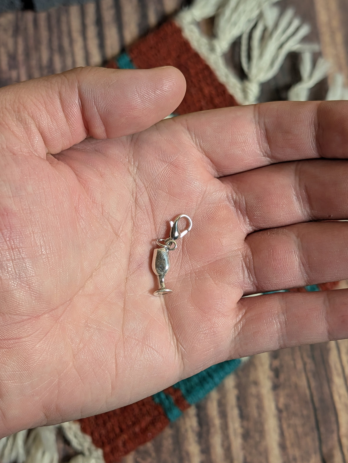 Handcrafted Wine Glass Charm Sterling Silver