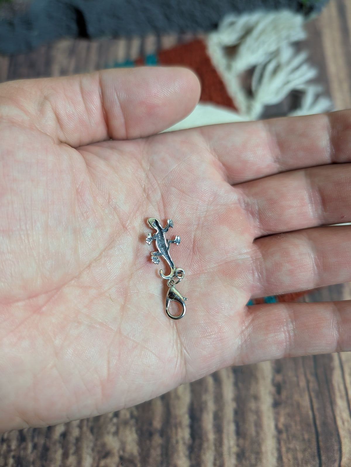 Handcrafted Gecko Lizard Charm Sterling Silver