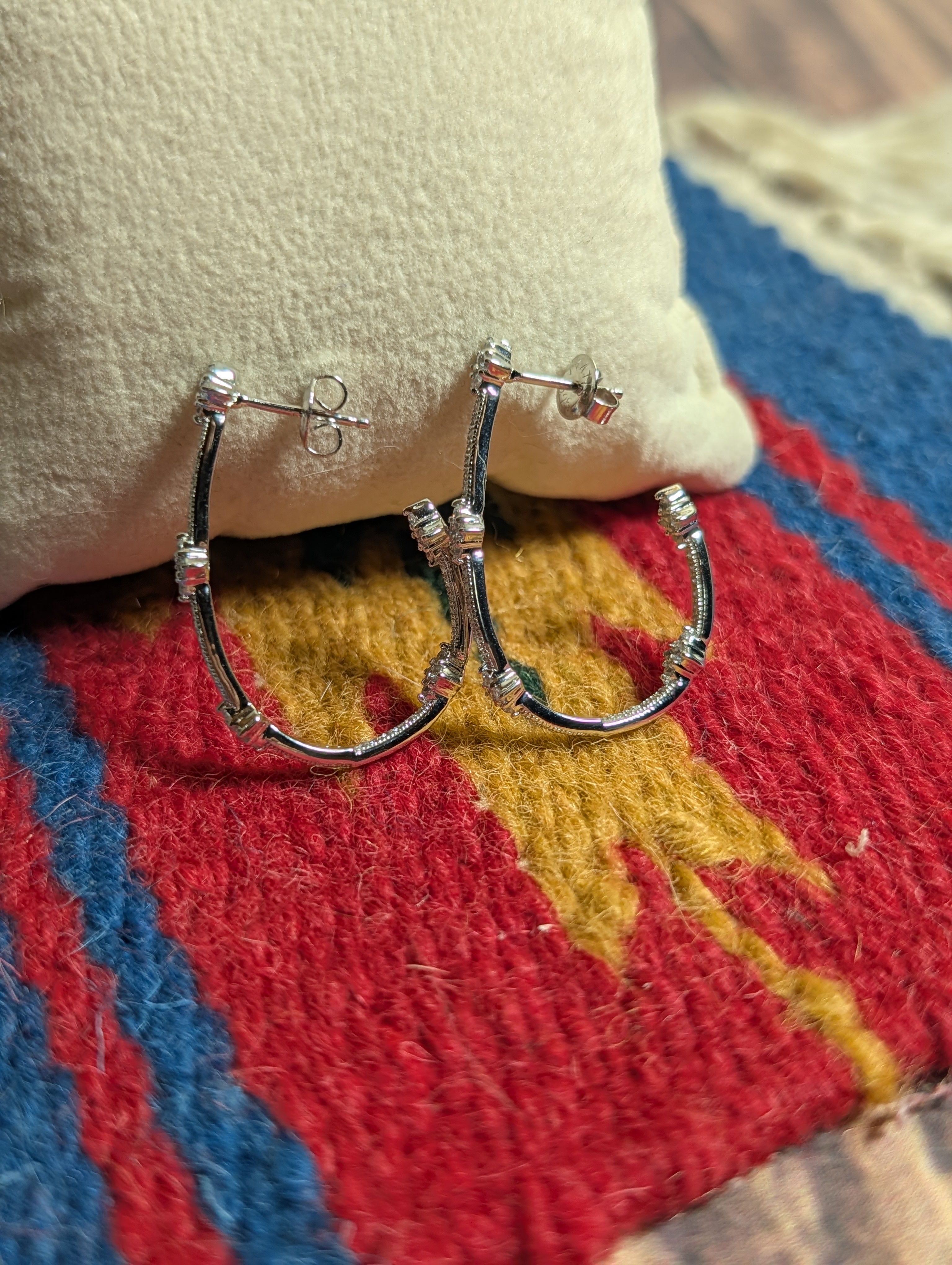 Half-Hoop CZ Sterling Silver Earrings