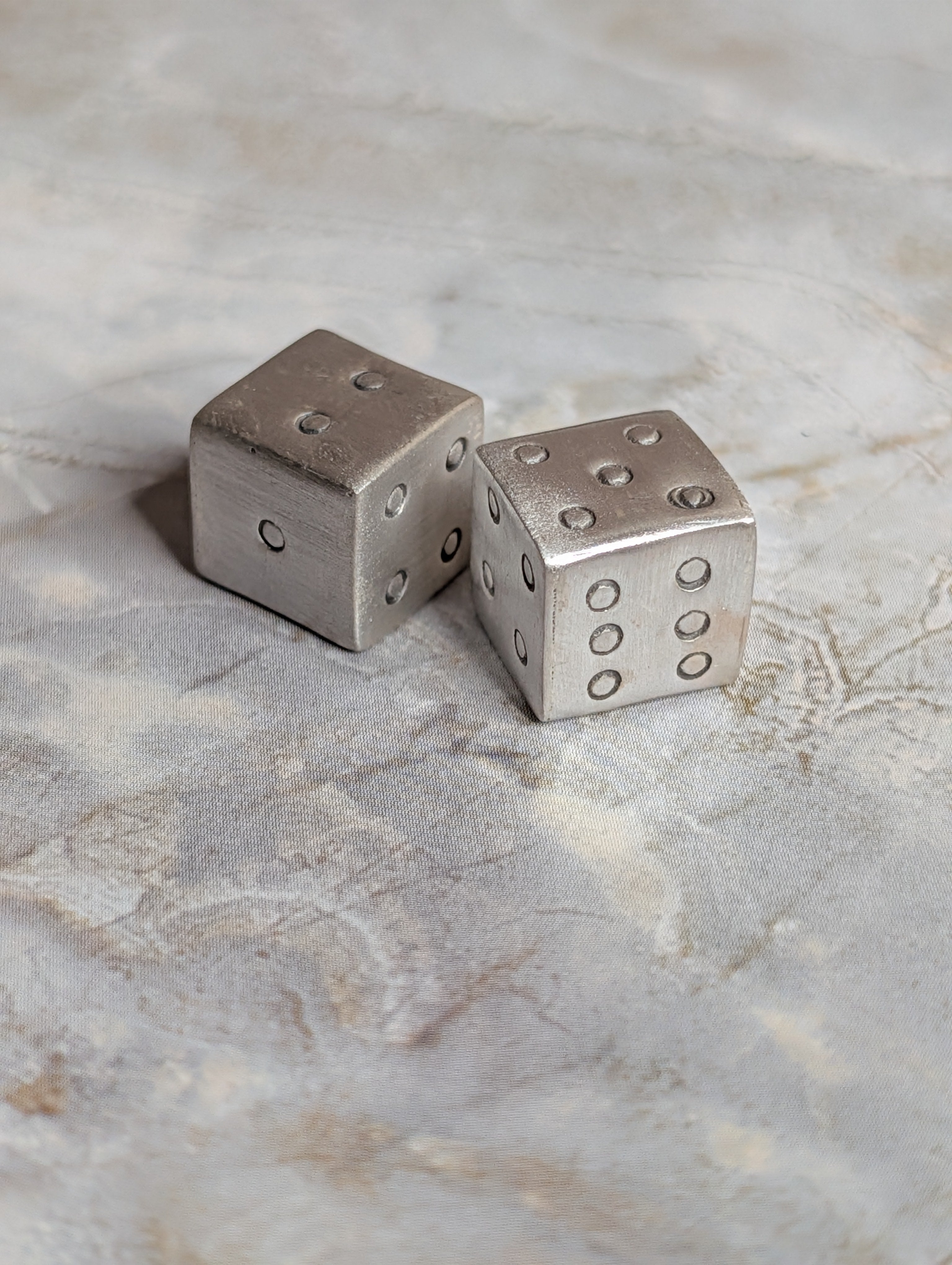 Sterling Silver Solid Rolling Dice Set Numbered On All Sides