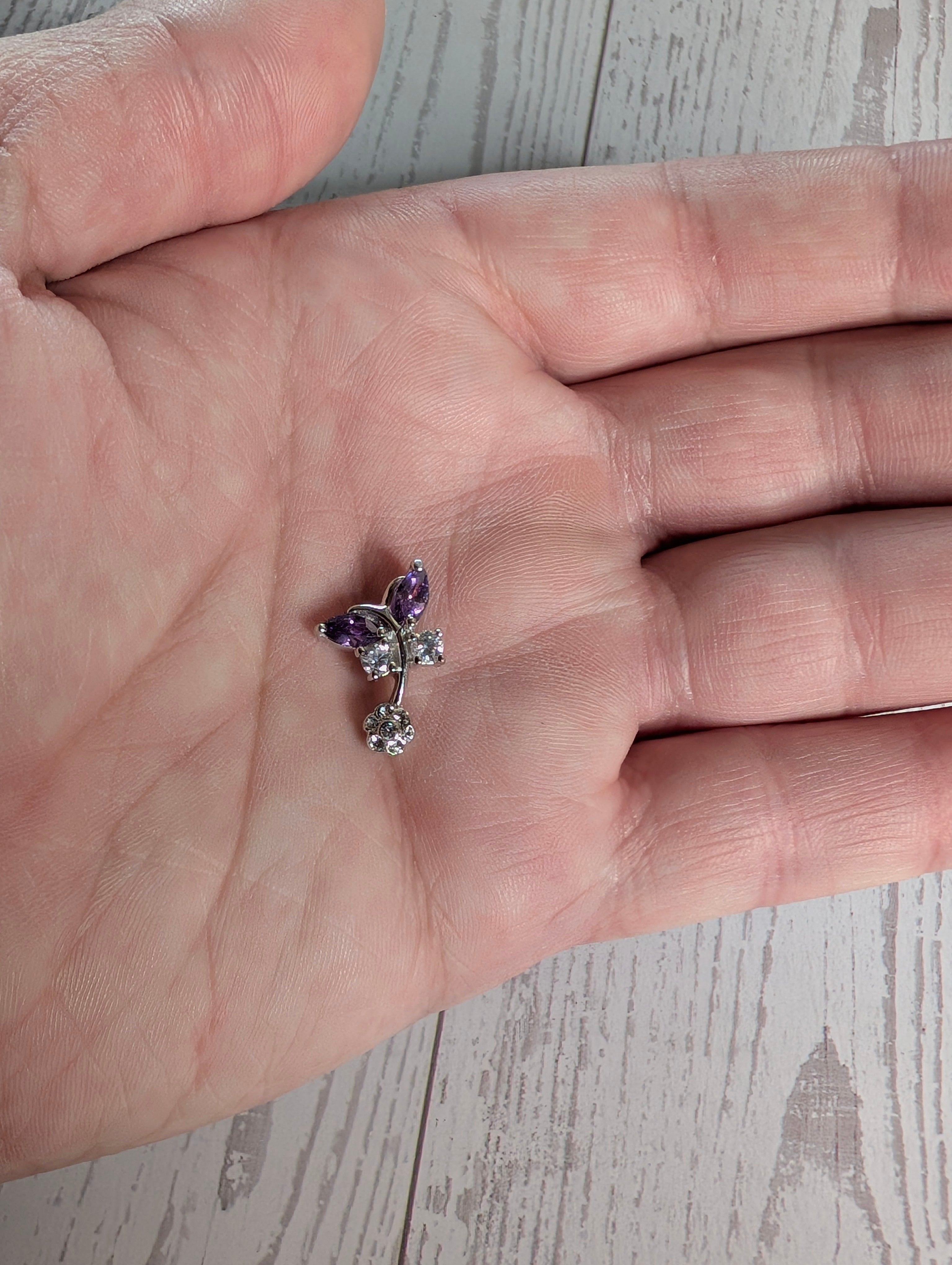 Sterling Silver CZ Purple Gemstone Butterfly Earrings & Pendant Jewelry Set
