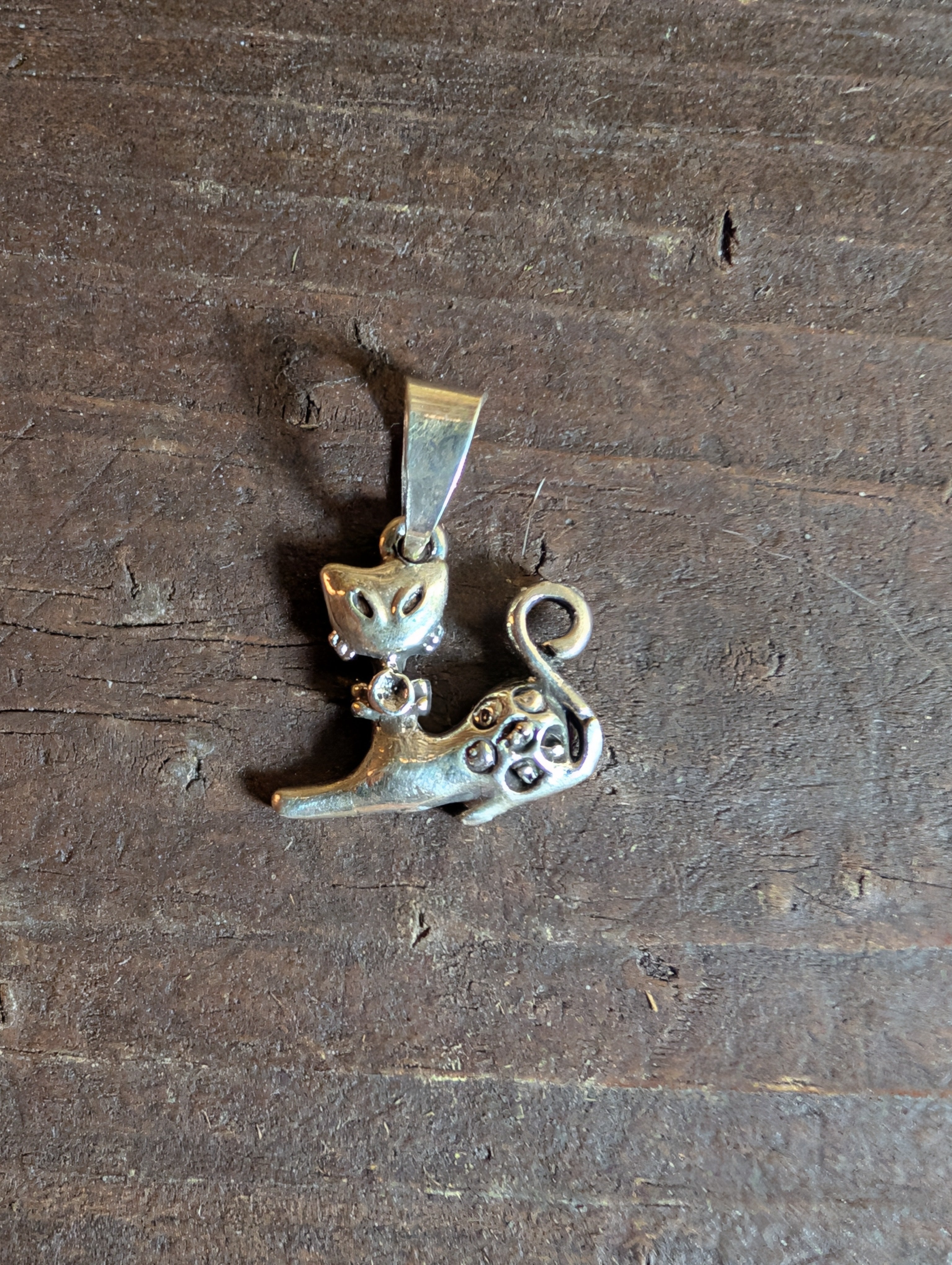 Fancy Cat Sterling Silver Pendant