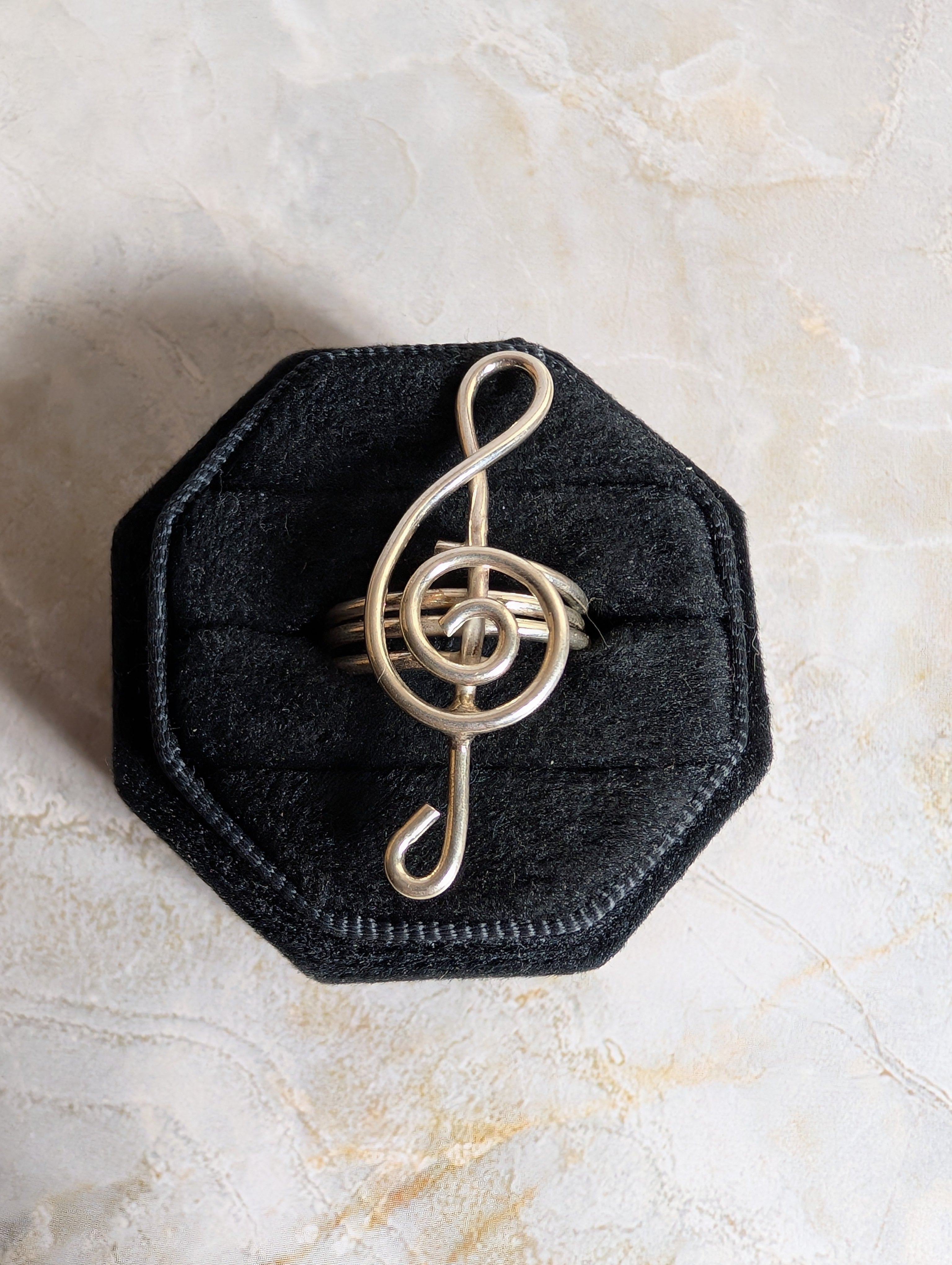 Sterling Silver Treble Clef Music Note Wire Wrapped Ring Size 8