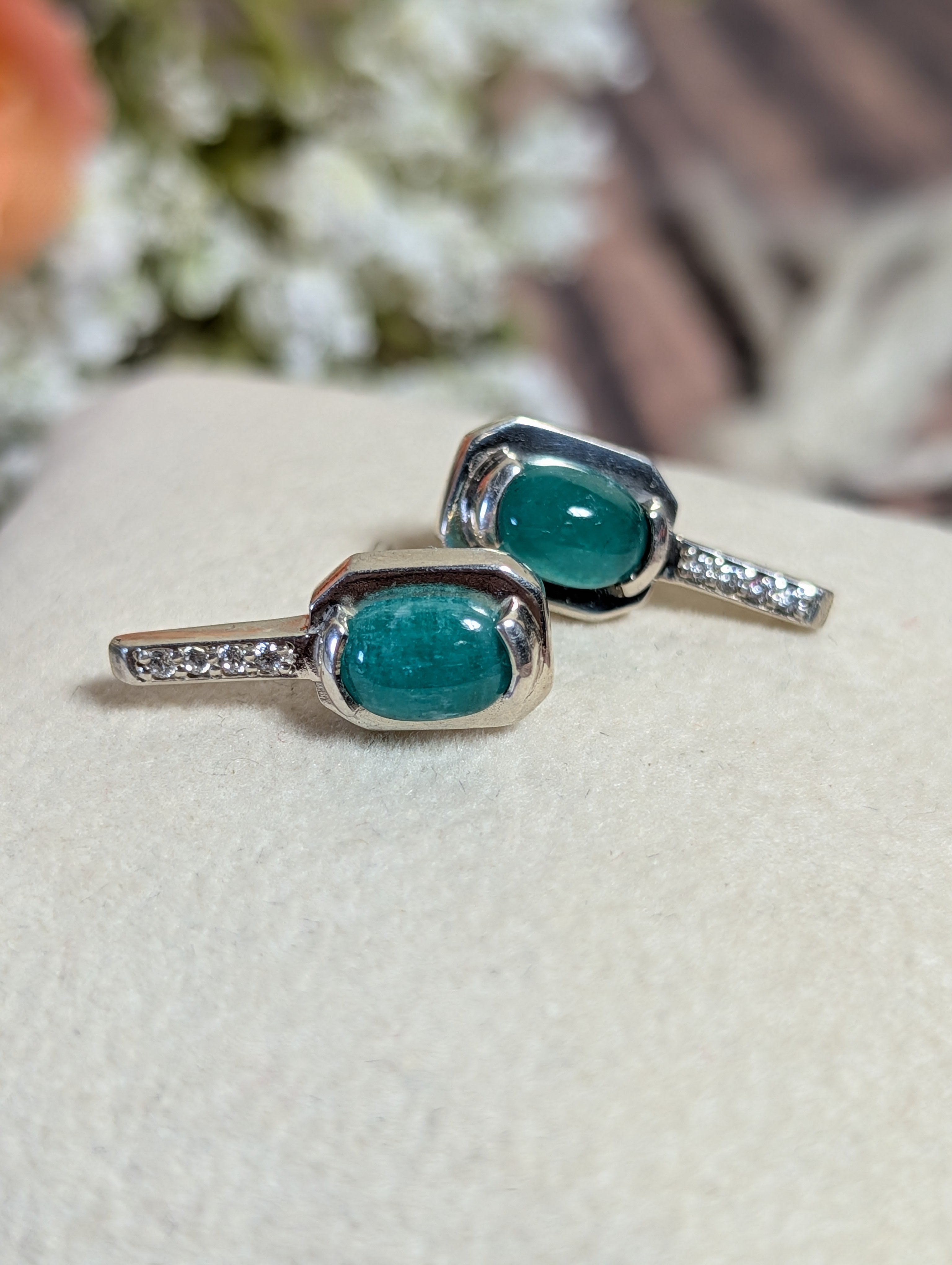 Emerald Earrings Set in Sterling Silver 1ct set 5B
