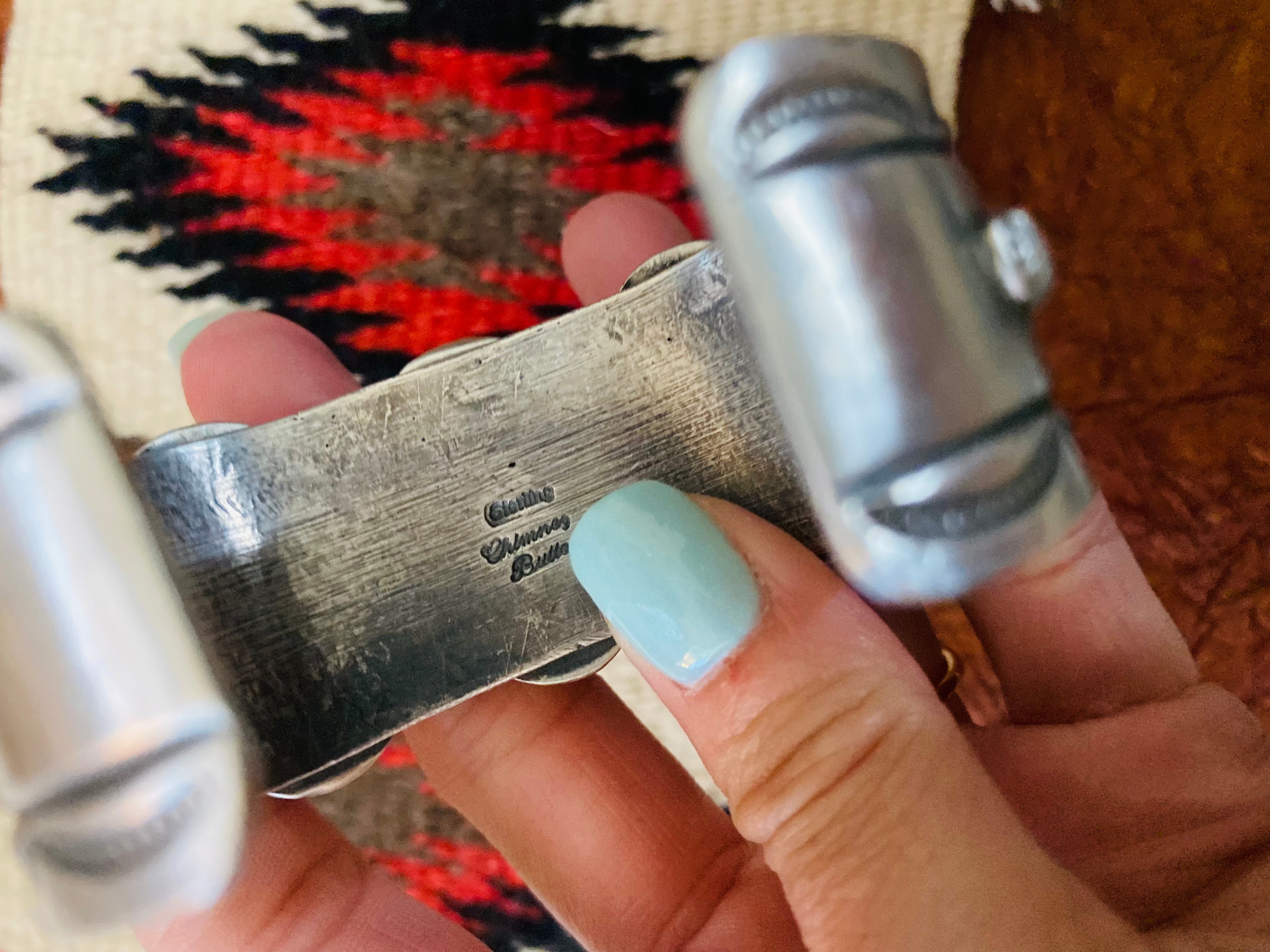 Navajo Queen Pink Conch Shell & Sterling Silver Cuff Bracelet By Chimney Butte