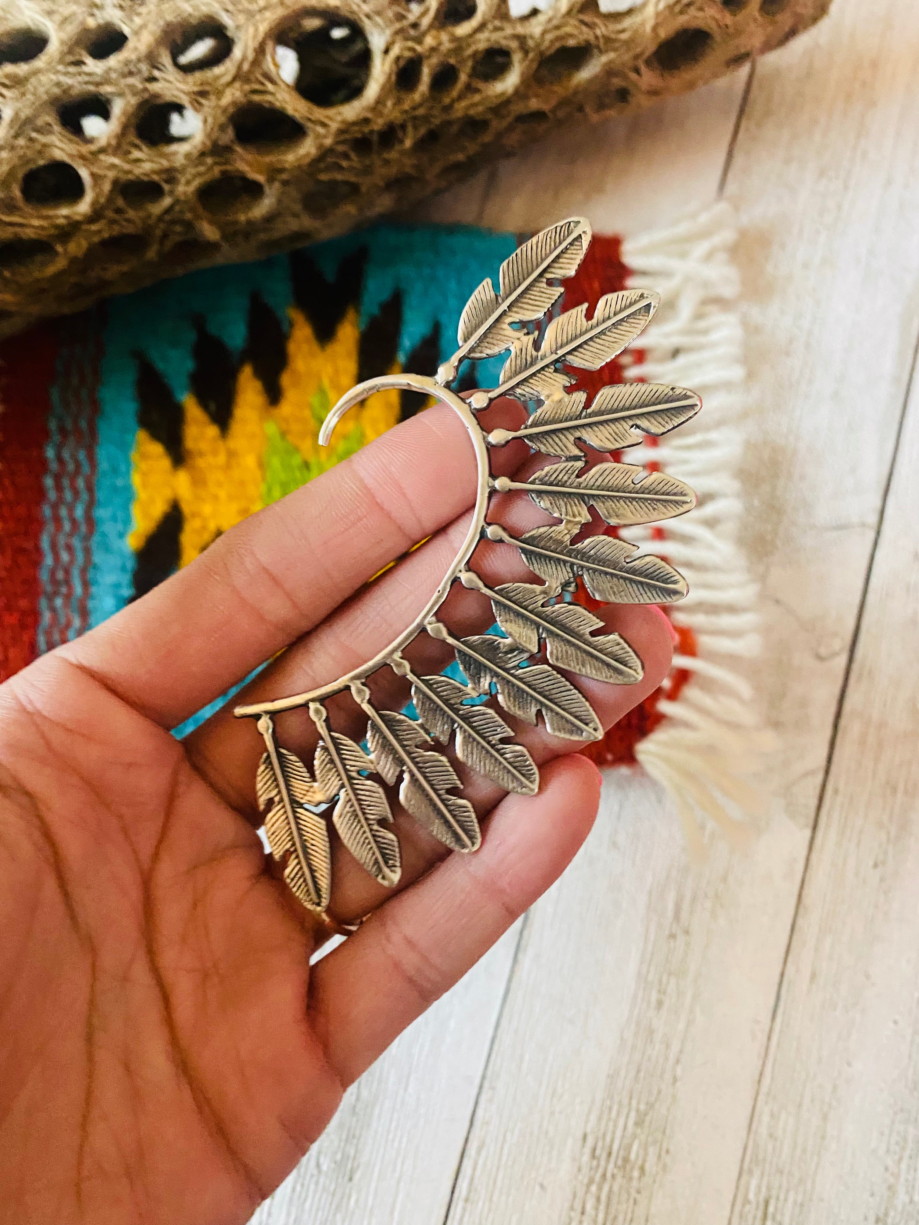 Navajo Sterling Silver Feather Cuff Earring