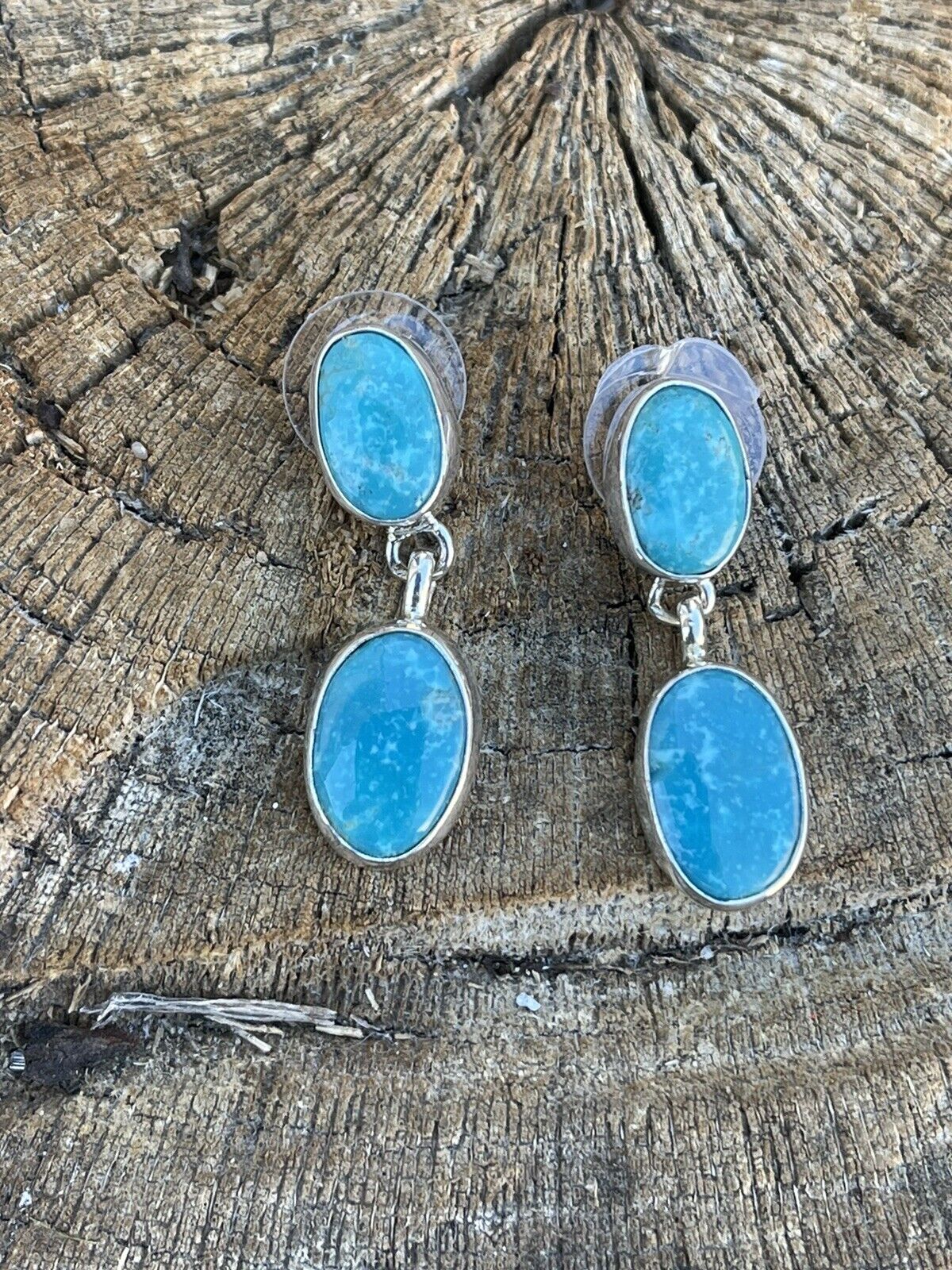 Navajo Sterling Silver Turquoise Dangle Earrings