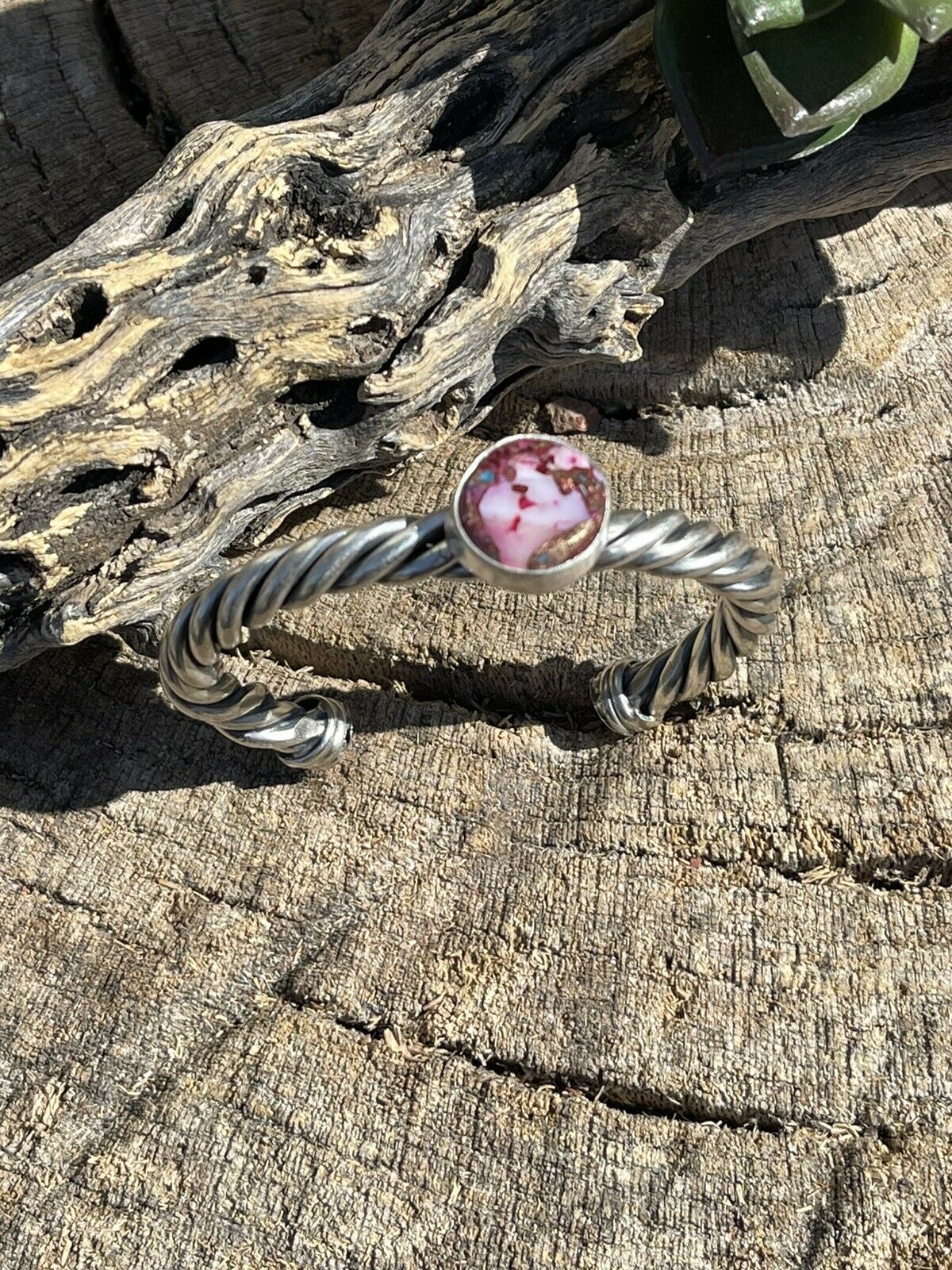 Navajo Pink Dream Mojave Sterling Silver Custom Cuff