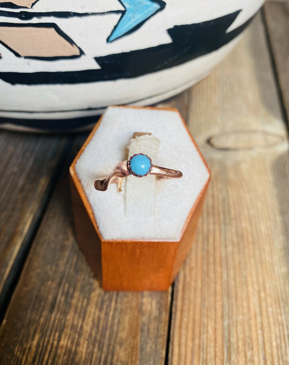 Handcrafted Copper Over Sterling & Turquoise Ring