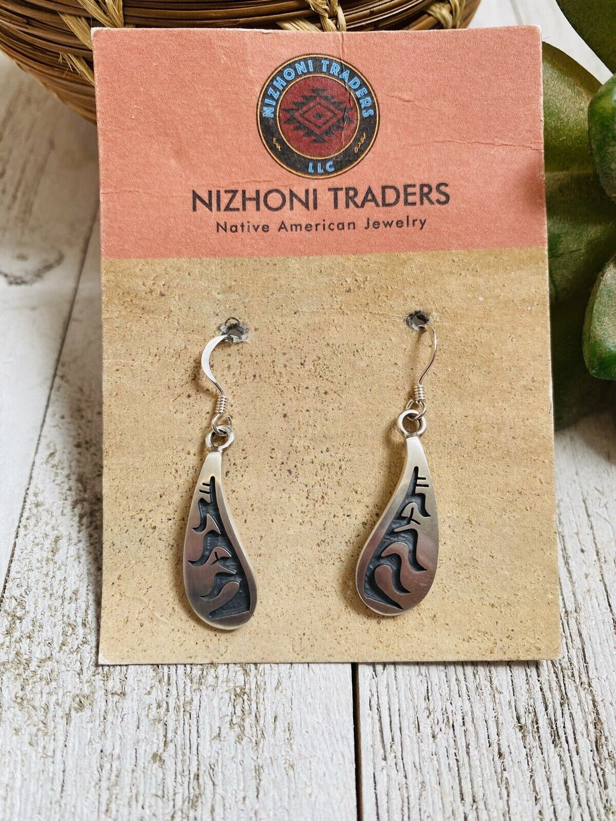 Hopi Overlaid Sterling Silver Dangle Earrings