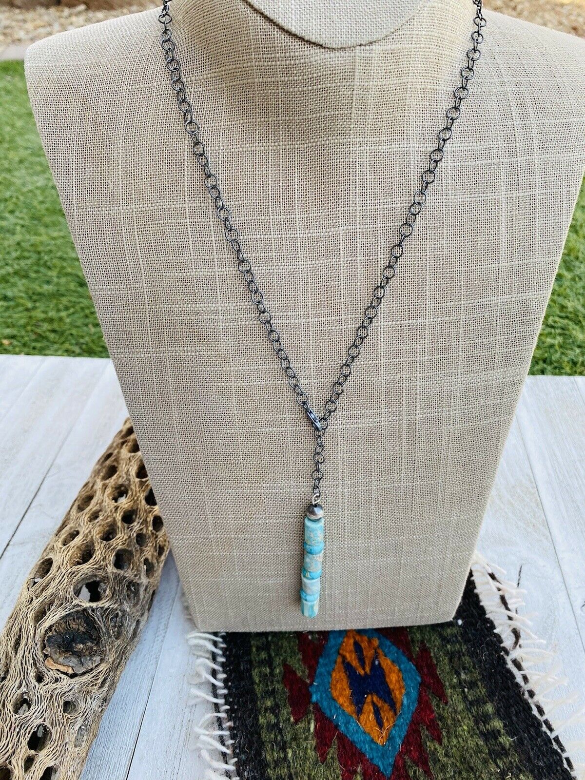 Outlet Extra long Native American Style Necklace, Turquoise Necklace, Southwest Necklace, Ethnic Beadwork Necklace, Native Beadwork