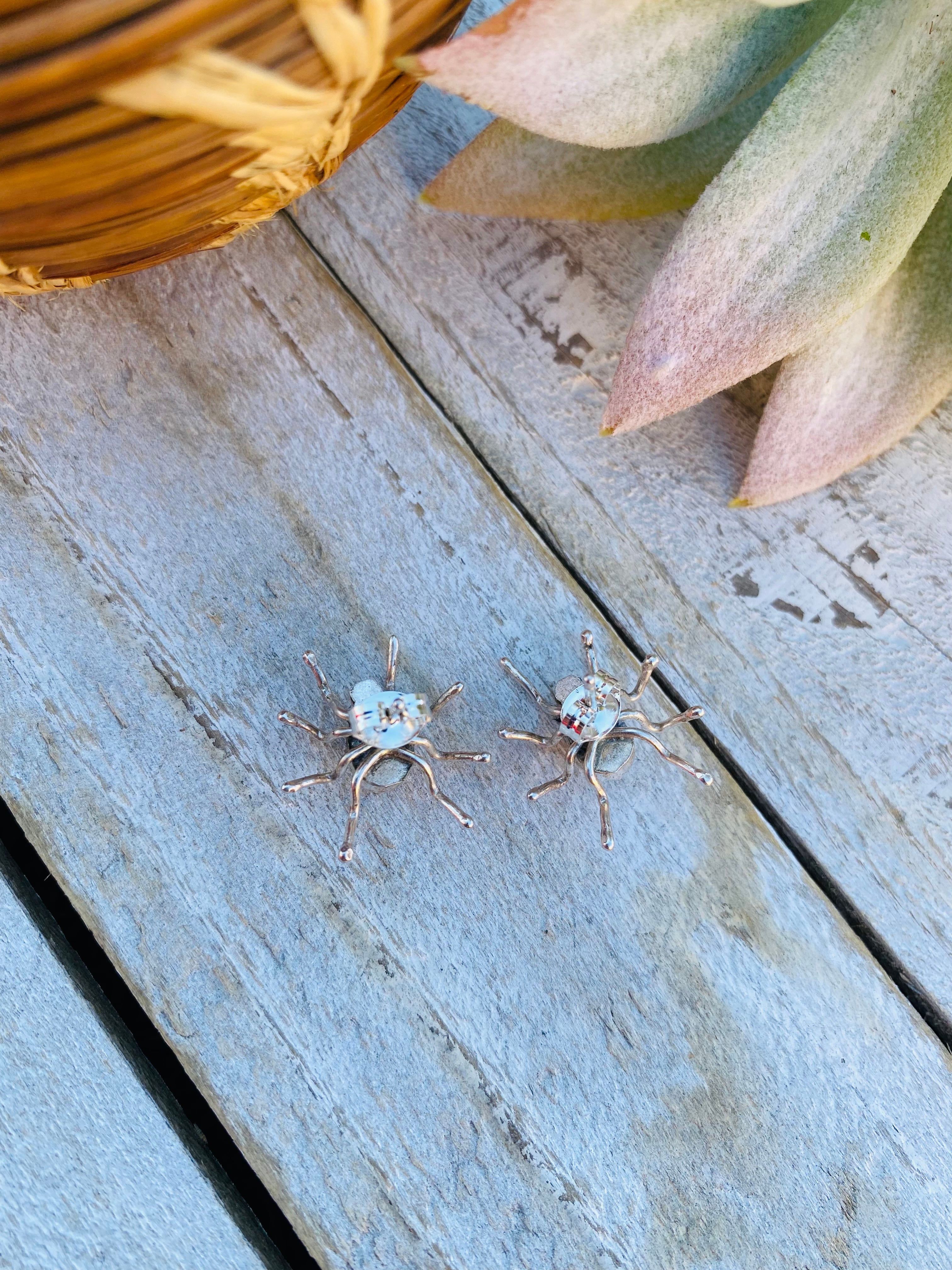 Navajo Sterling Silver Spider Stud Earrings