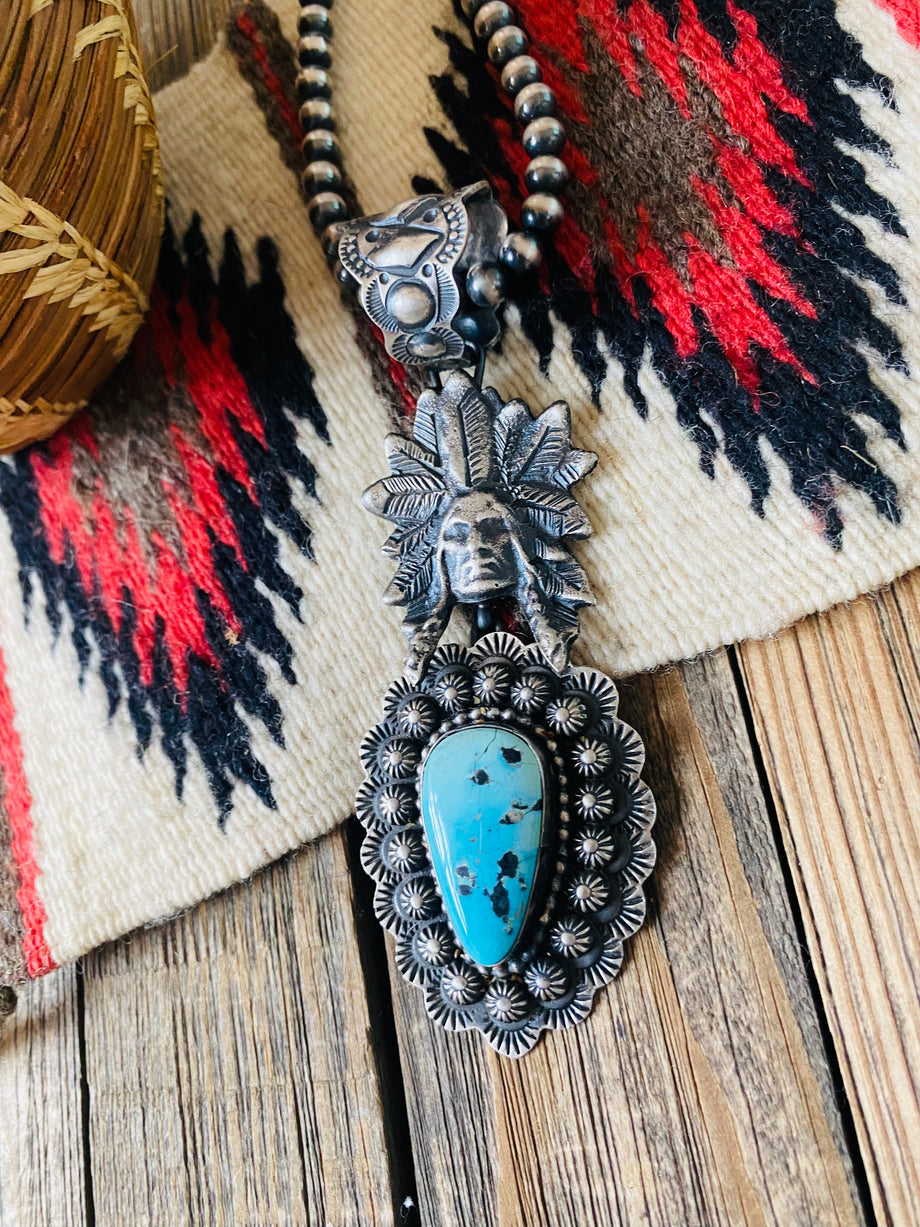 HANDMADE NATIVE AMERICAN SHAWNEE TURQUOISE NECKLACE WITH MATCHING EARRING  STONES | eBay