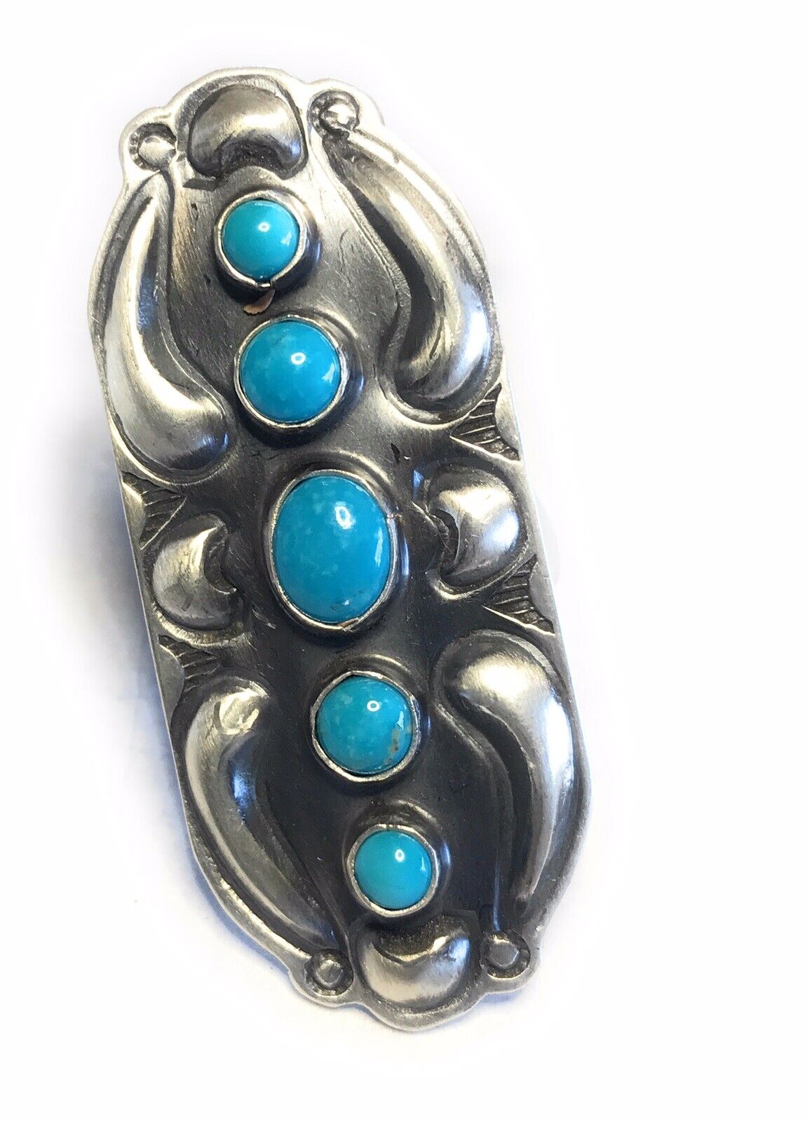 Navajo Sterling Silver  Turquoise 5 Stone Ring