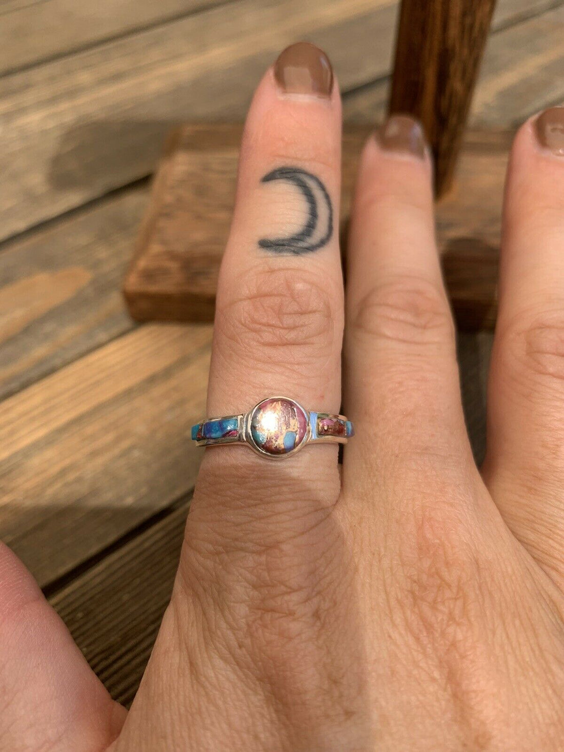 Pink Dream Mojave & Sterling Silver Round Ring