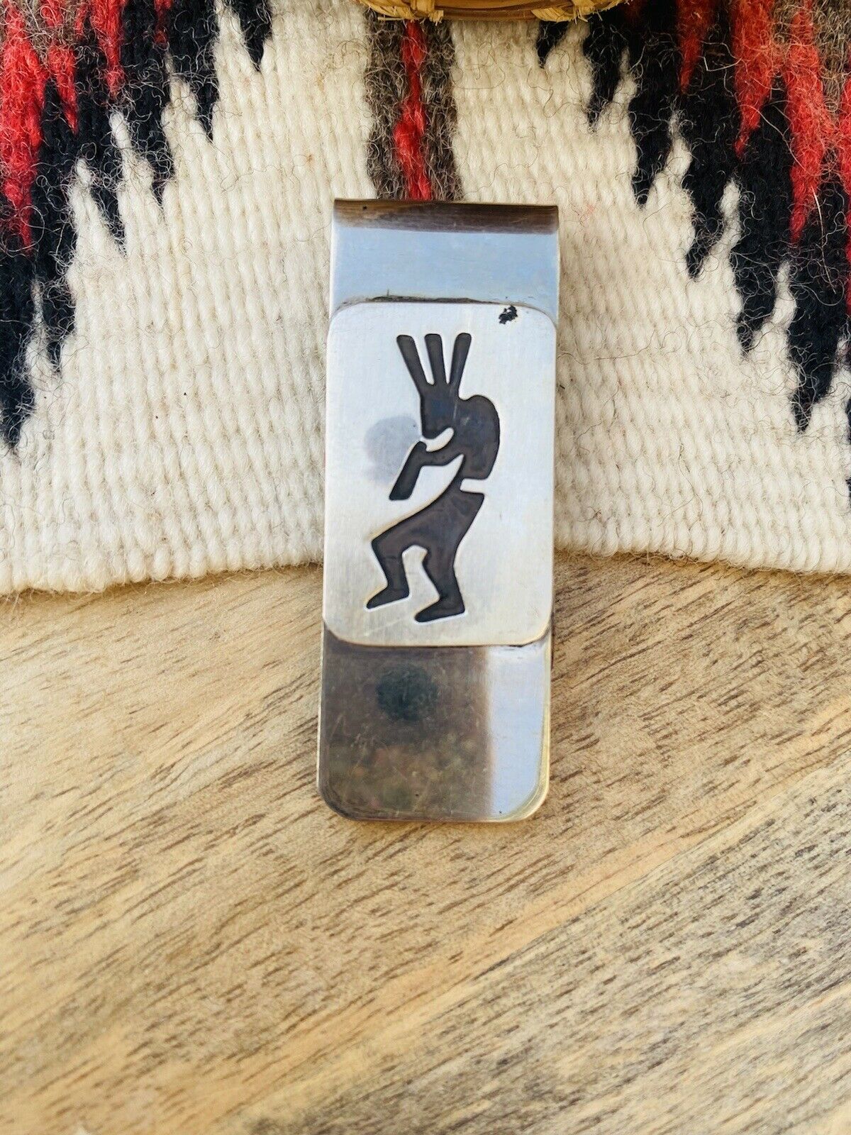 Navajo Kokopelli Dancer Sterling Silver Overlaid Money Clip